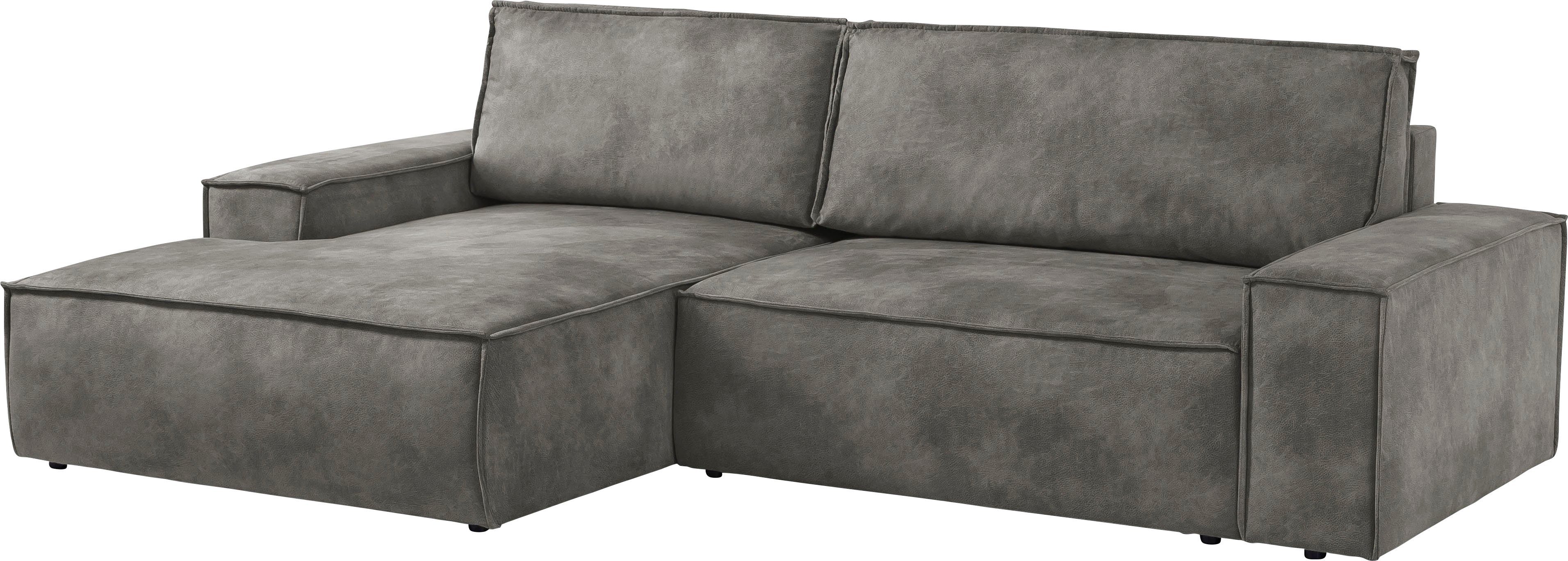 Home affaire Hoekbank SHERWOOD bedbank 267 cm, L-model, Slaapfunctie met bedlade (210x136 cm), cord, vintage, fluweel