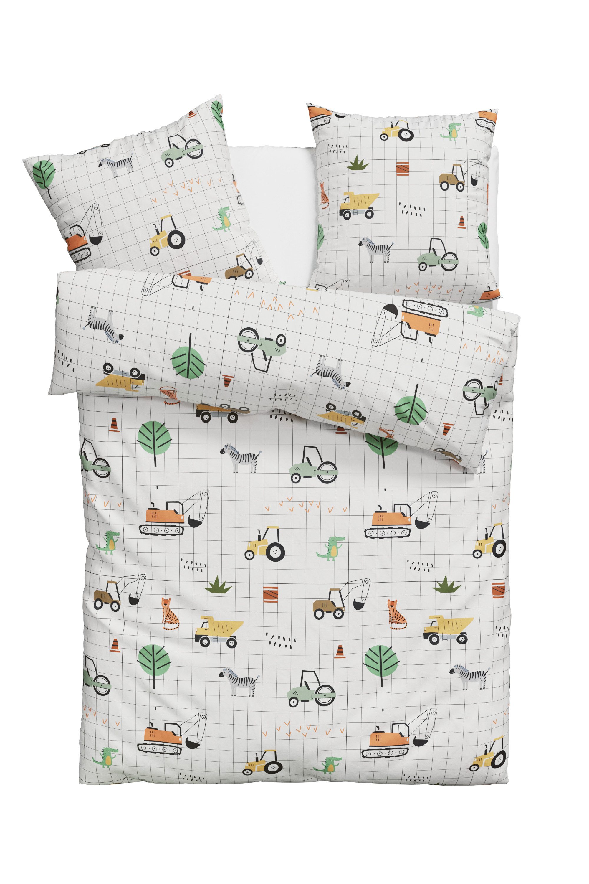 Lüttenhütt Kinderovertrekset Cuddlee in veel ontwerpen: dino, eenhoorn, ruimte, bouwplaats, hart, tractor, safari (2-delig)