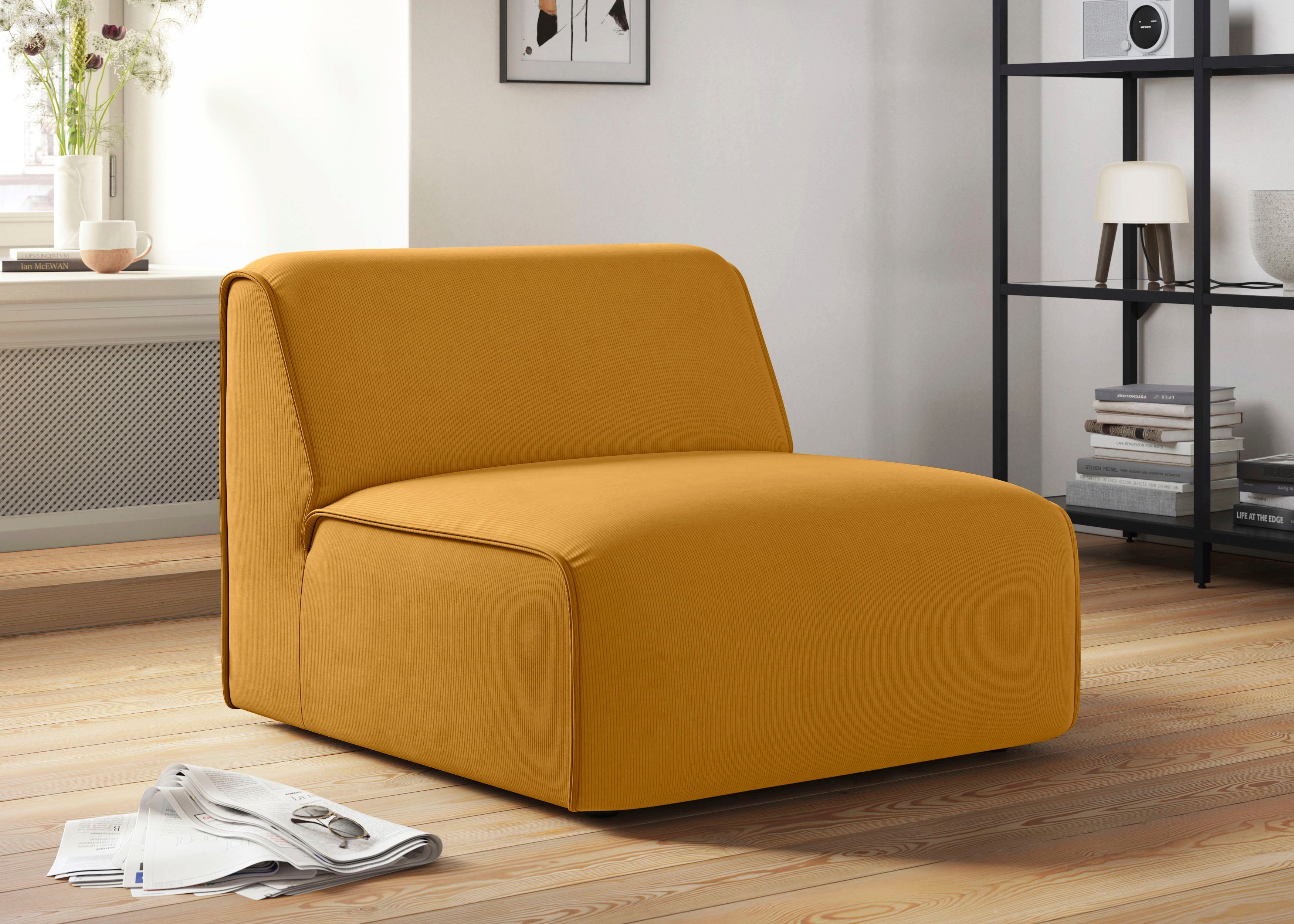 RAUM.ID Fauteuil Merid sofa-middenelement, afmetingen B/D/H: 84/97/46 cm als module of apart te gebruiken, voor individuele samenstelling