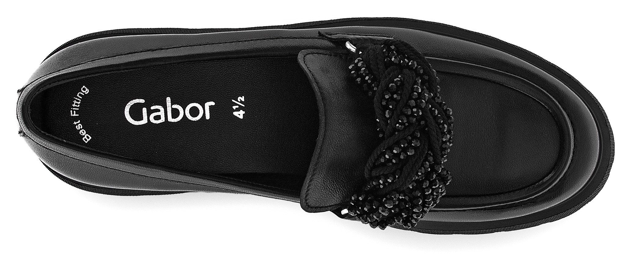 Gabor Loafers , slipper, instapschoen, lage schoen met decoratief gevlochten sluiting