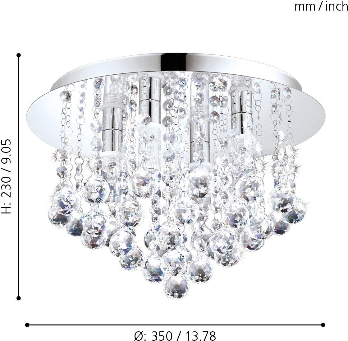 EGLO Led-plafondlamp ALMONTE chroom / ø35 x h23 cm / inclusief 4 x g9 (elk 2,5w) / spatwaterdicht
