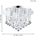 eglo led-plafondlamp almonte chroom - oe35 x h23 cm - inclusief 4 x g9 (elk 2,5w, 300lm, 3000k) - plafondlamp met warm witte lichtkleur - ip44 spatwaterdicht - slaapkamerlamp - vloerlamp - lamp voor de woonkamer - kristallen lamp - kristal zilver