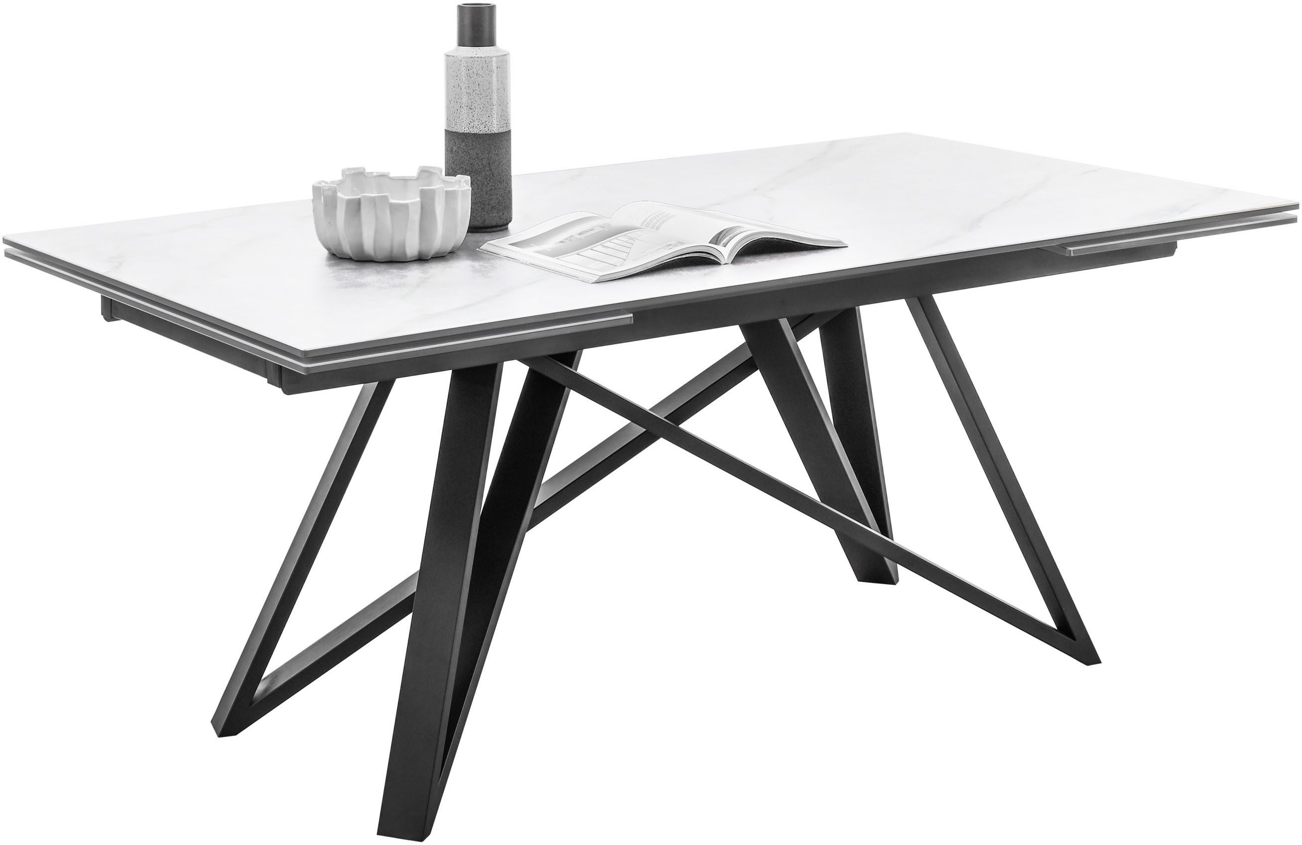 OTTO Stolkom Eettafel Charly eettafel keramiek, uitschuifbaar tot 280 cm, BxHxD 180x75x95 cm Keramische oppervlakte, tafelblad aan beide zijden