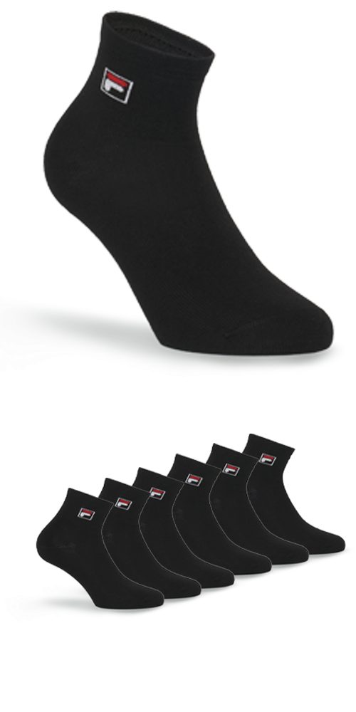 Fila Korte sokken met logo-opschrift (set, 6 paar) unisex sportsokken maat 35-38 zwart
