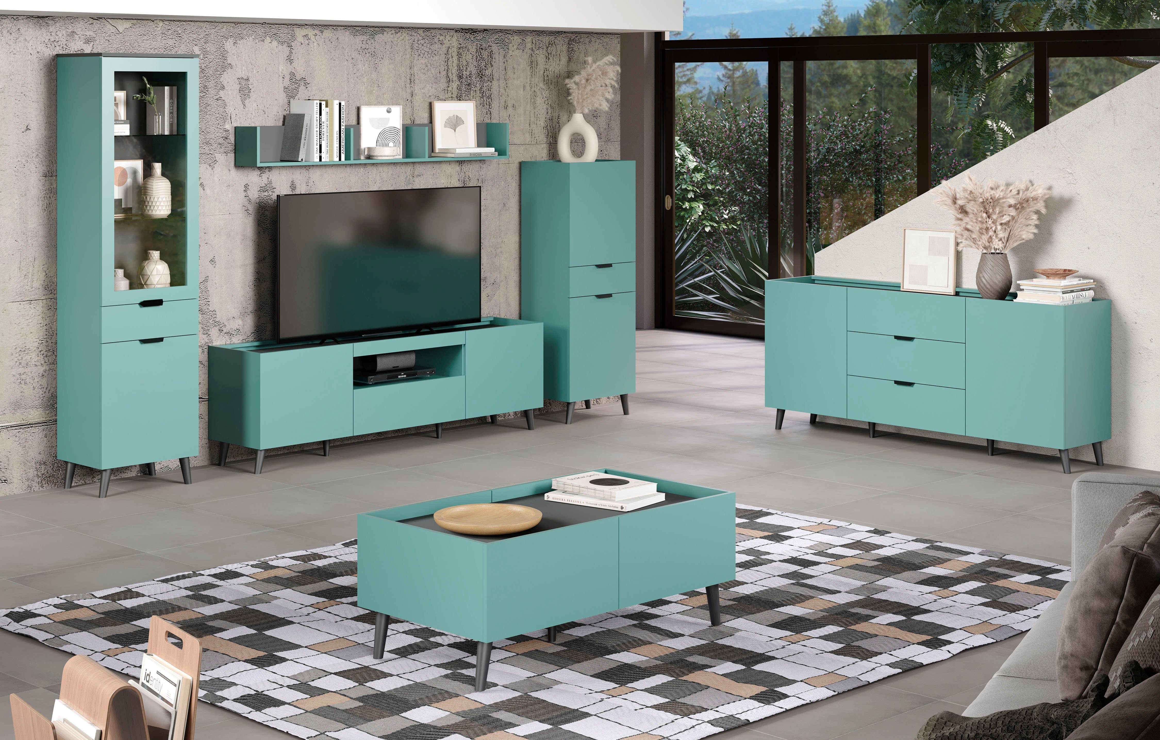 andas Vitrinekast Mikkeline Woonkamerkast met een glazen deur en 2 glazen planken, breedte 49 cm (1 stuk)