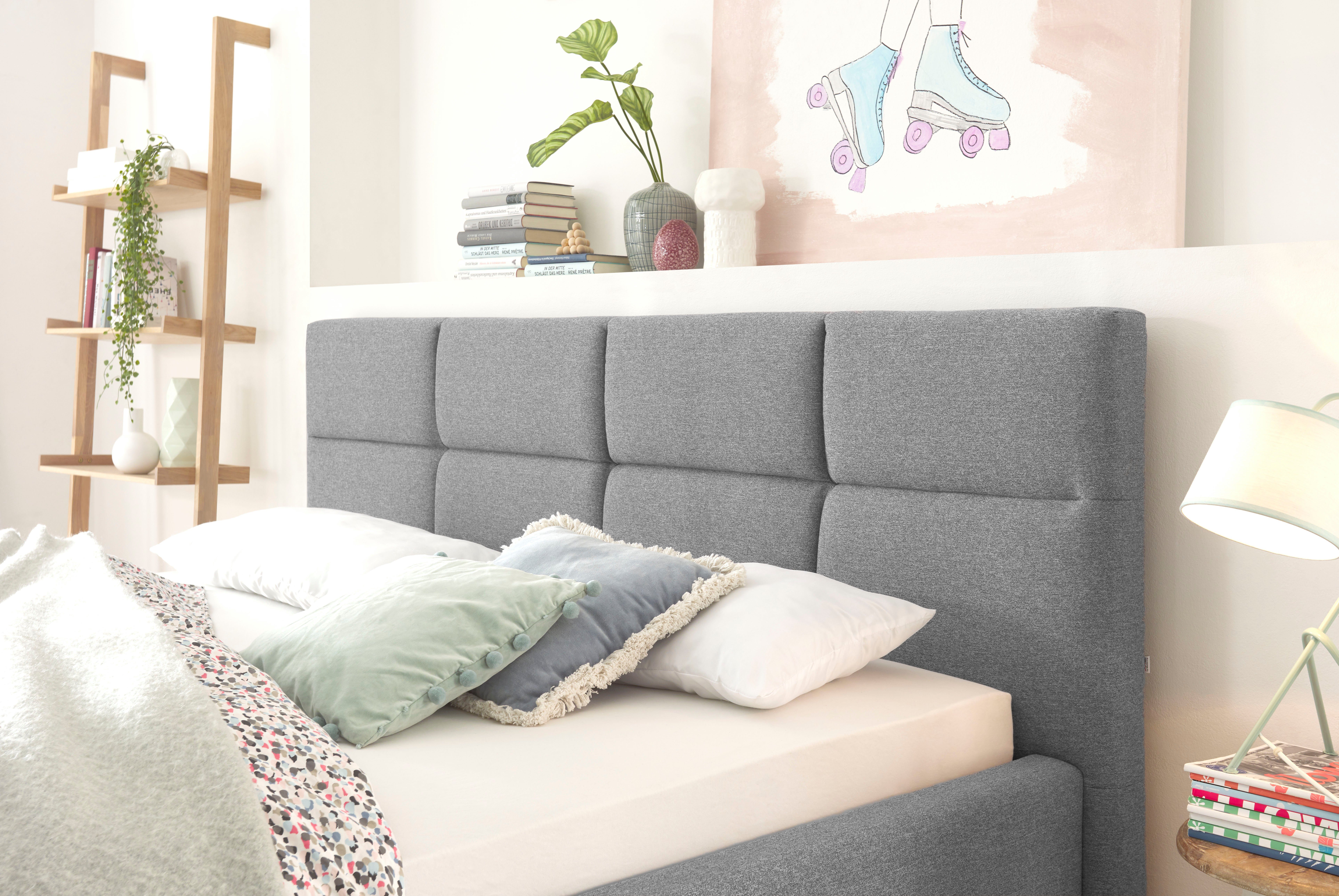 set one by Musterring Gestoffeerd bed Cary naar keuze met matras en lattenbodem, zwarte metalen poten