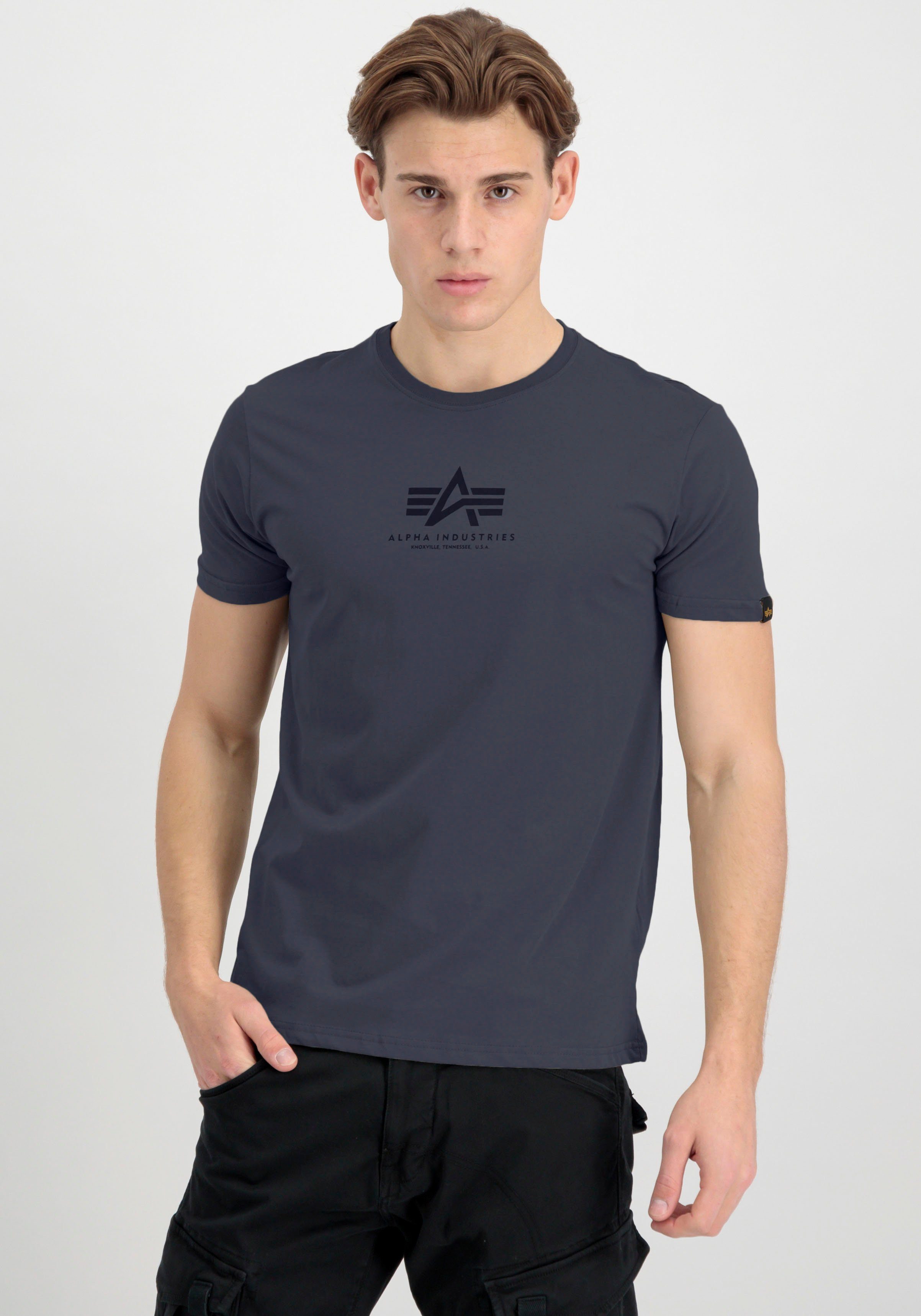 Alpha Industries Shirt met ronde hals Basic T ML heren ronde hals maat S grijs