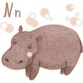 wall-art wandfolie nijlpaard hippo letter n (1 stuk) multicolor