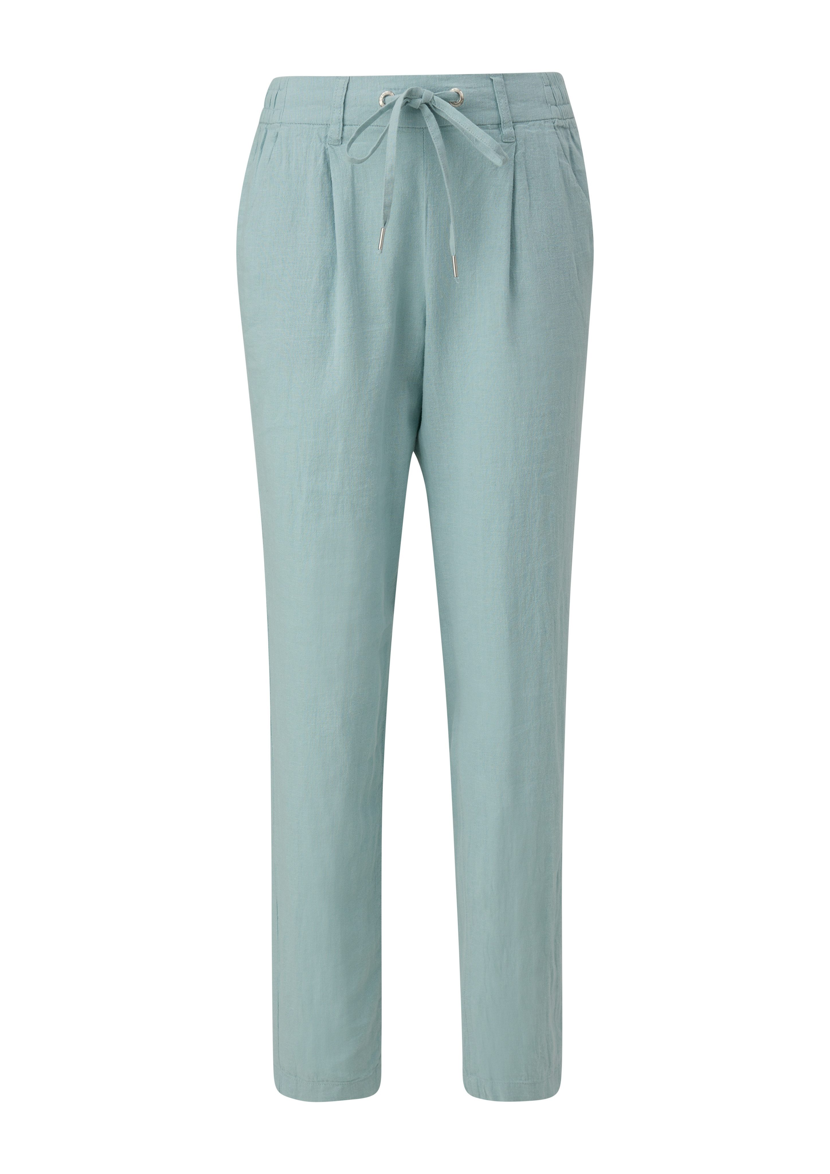 Q S designed by Stoffen broek met elastische band en rechte pijp