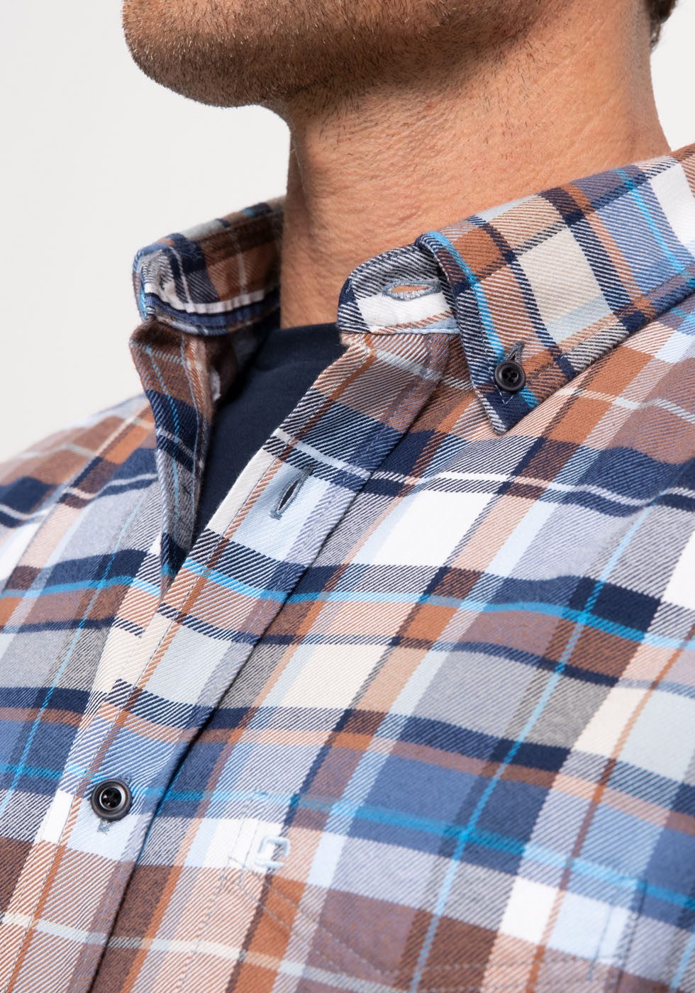 OLYMP Overhemd met lange mouwen Casual in ruitdessin, button-down-kraag