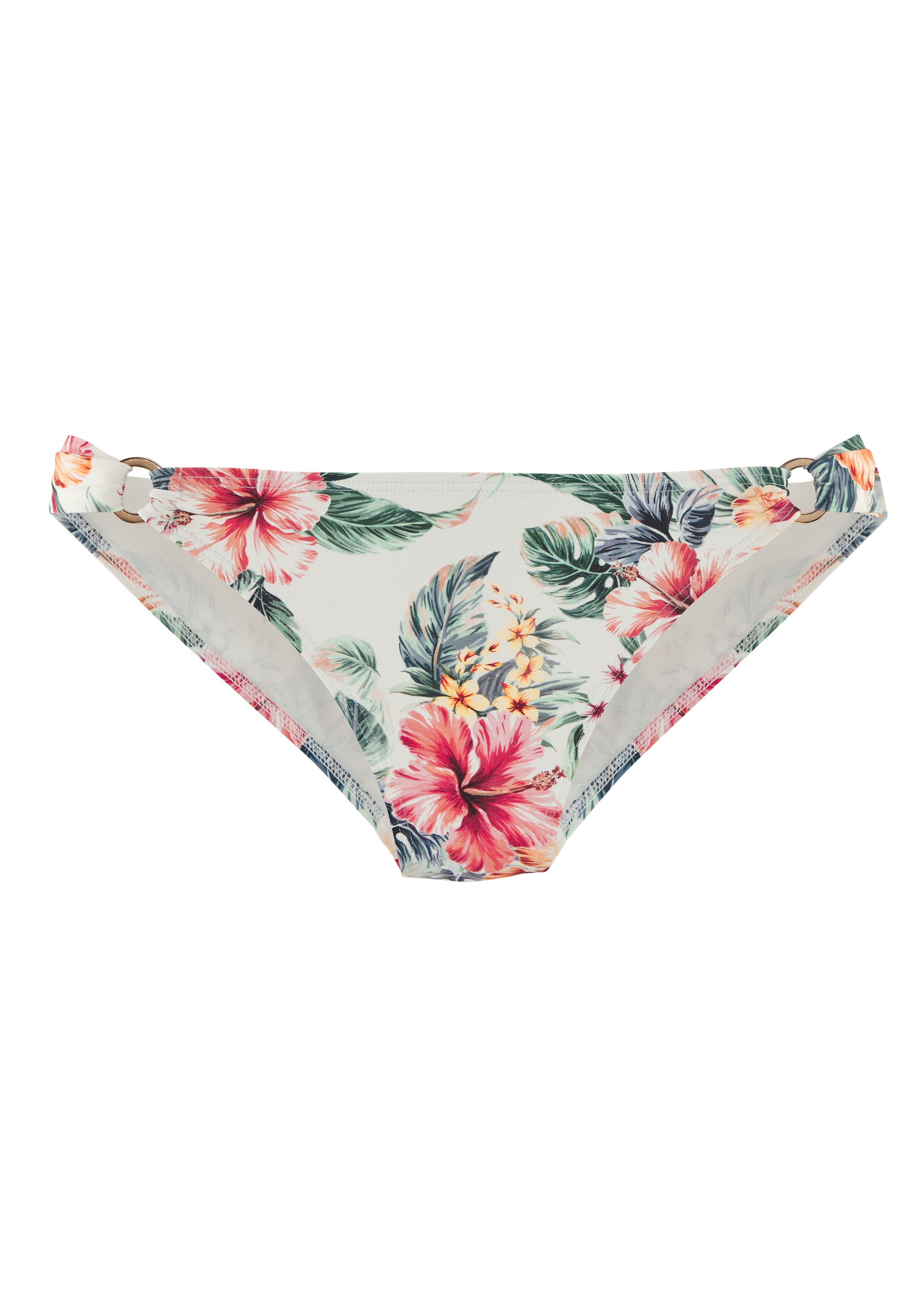 Lascana Bikinibroekje Salsa met sierringen en geweldig bloemenprint