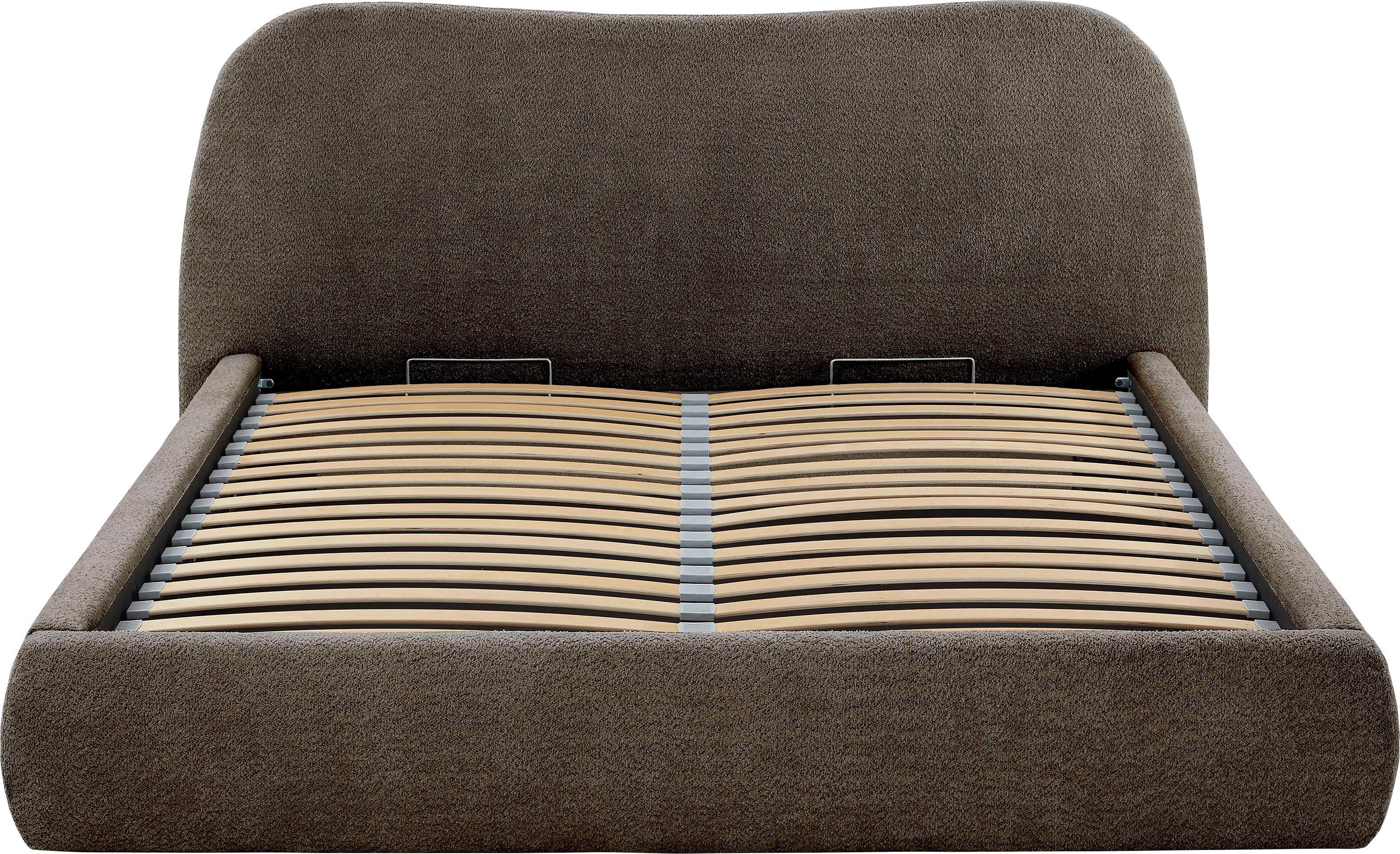 ATLANTIC home collection Gestoffeerd bed Sophie met of zonder opbergruimte, hoogwaardige bouclé bekleding
