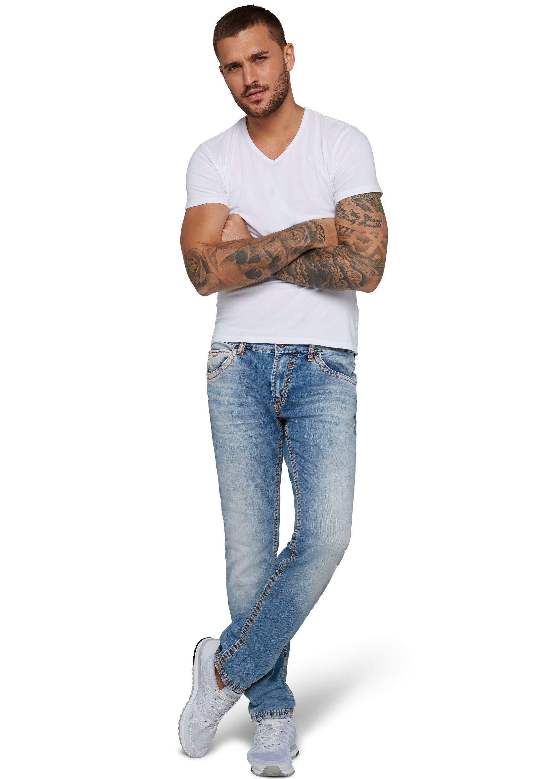 CAMP DAVID Straight jeans NI:CO:R611 met opvallende stiknaden