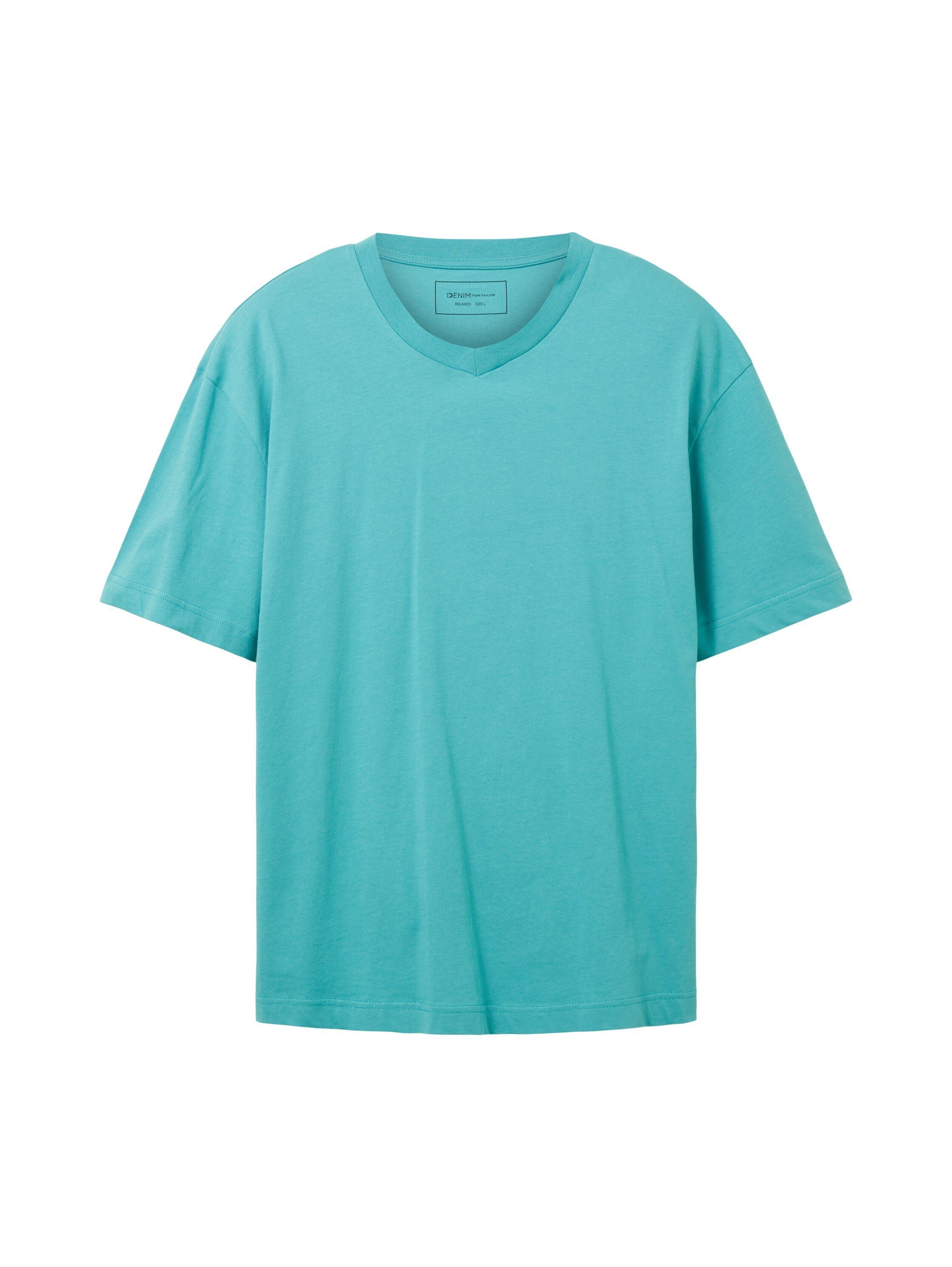 Tom Tailor Denim T-shirt met afgeronde v-hals