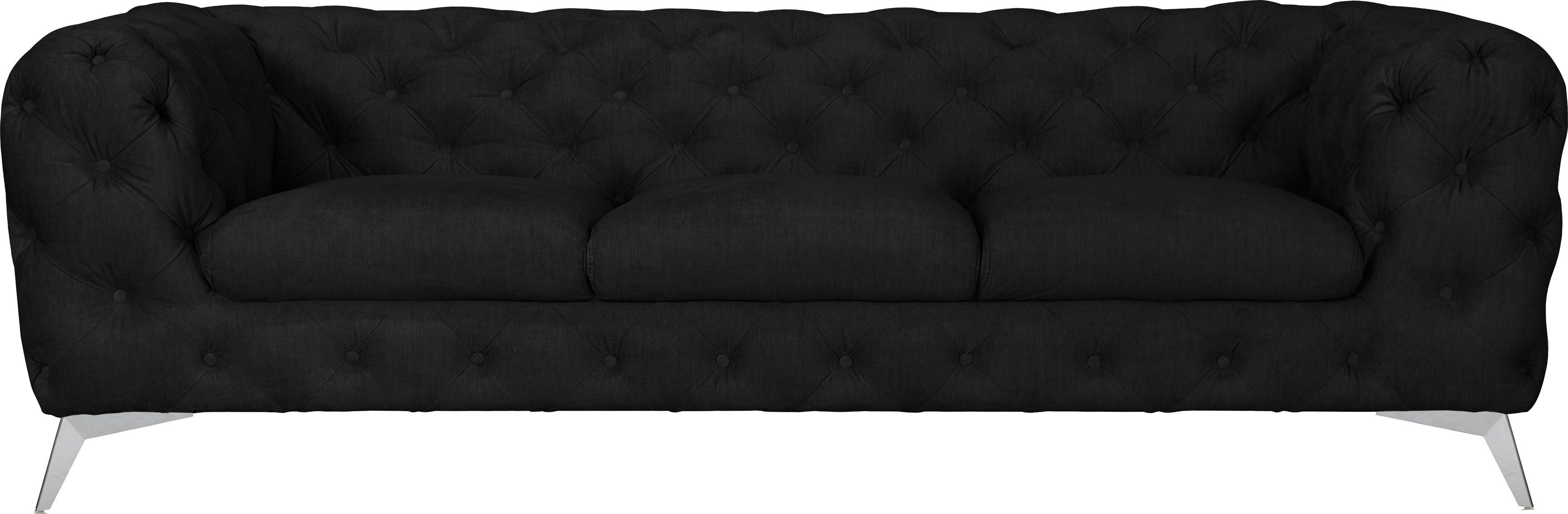 Leonique Chesterfield-bank Glynis luxueuze capitonnage, moderne chesterfield look, kleur van de poten ter keuze zwart, chesterfield banken, 243 cm
