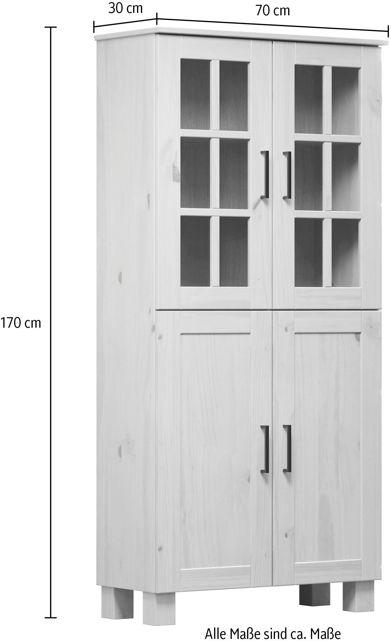 welltime Hoge kast Ulea Brede badkamerkast van massief hout - afmetingen (B/D/H) 70/30/170 cm (1 stuk)