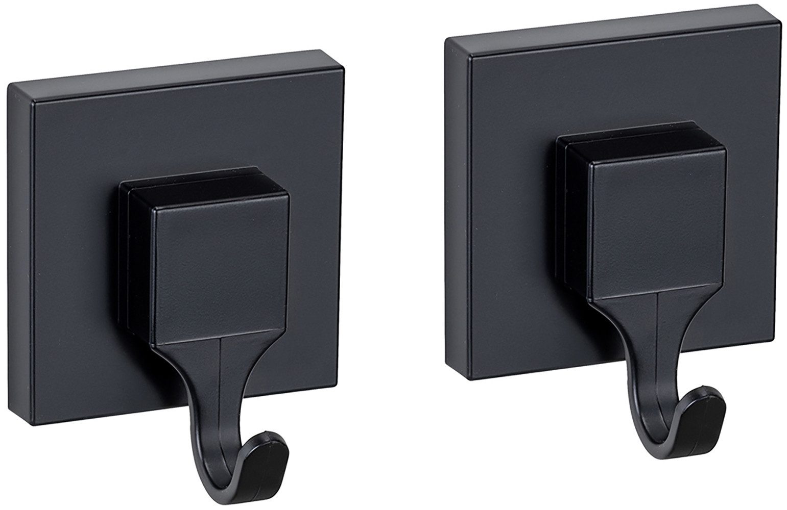 WENKO Wandhaak Vacuum-Loc model Quadro van kunststof voor handdoeken, bevestiging zonder boren (set, 2 stuks) wandkapstokken zwart