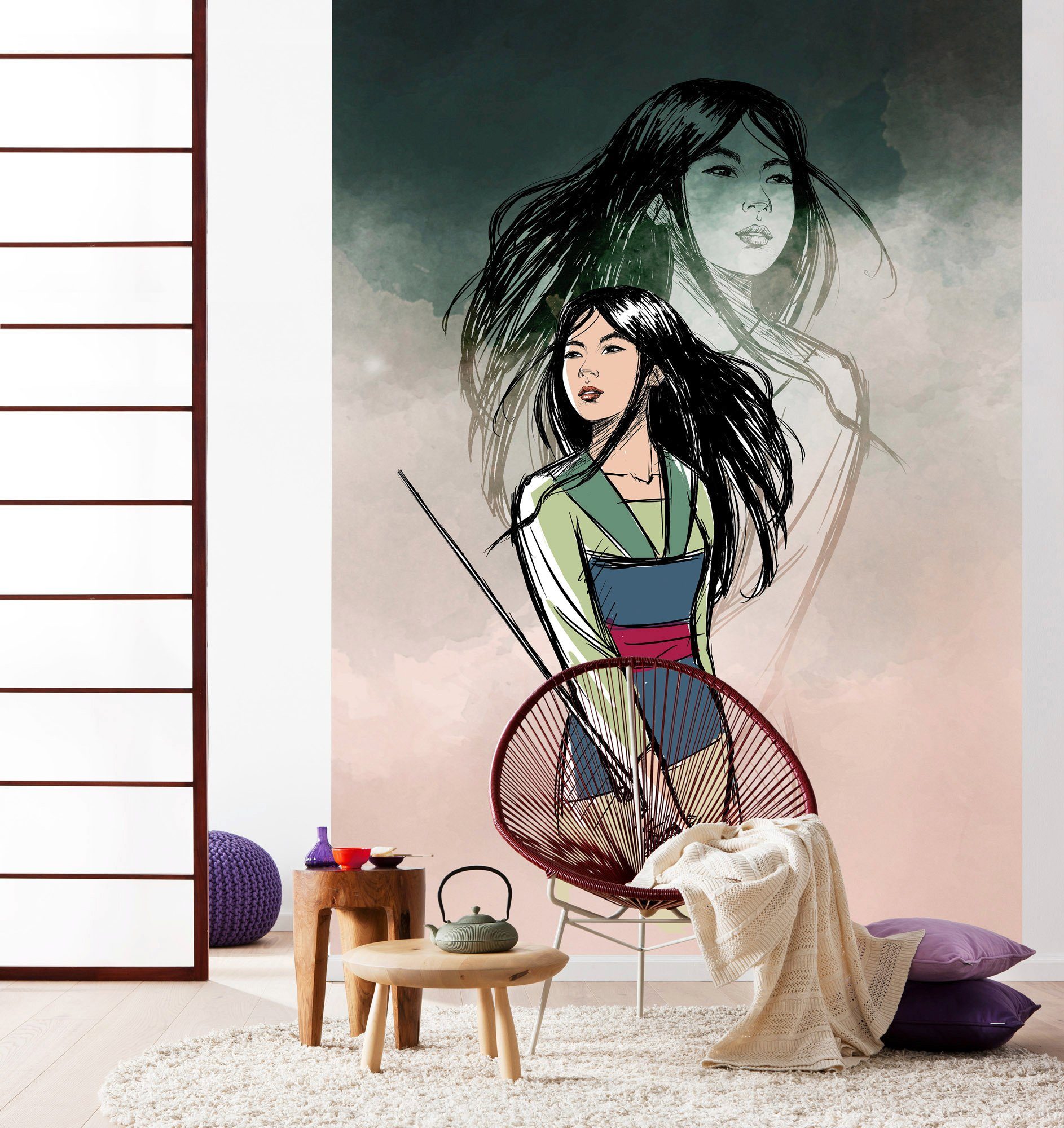 Komar Vliesbehang Digitale print vlies - Brave Mulan - Afmeting 200 x 280 cm