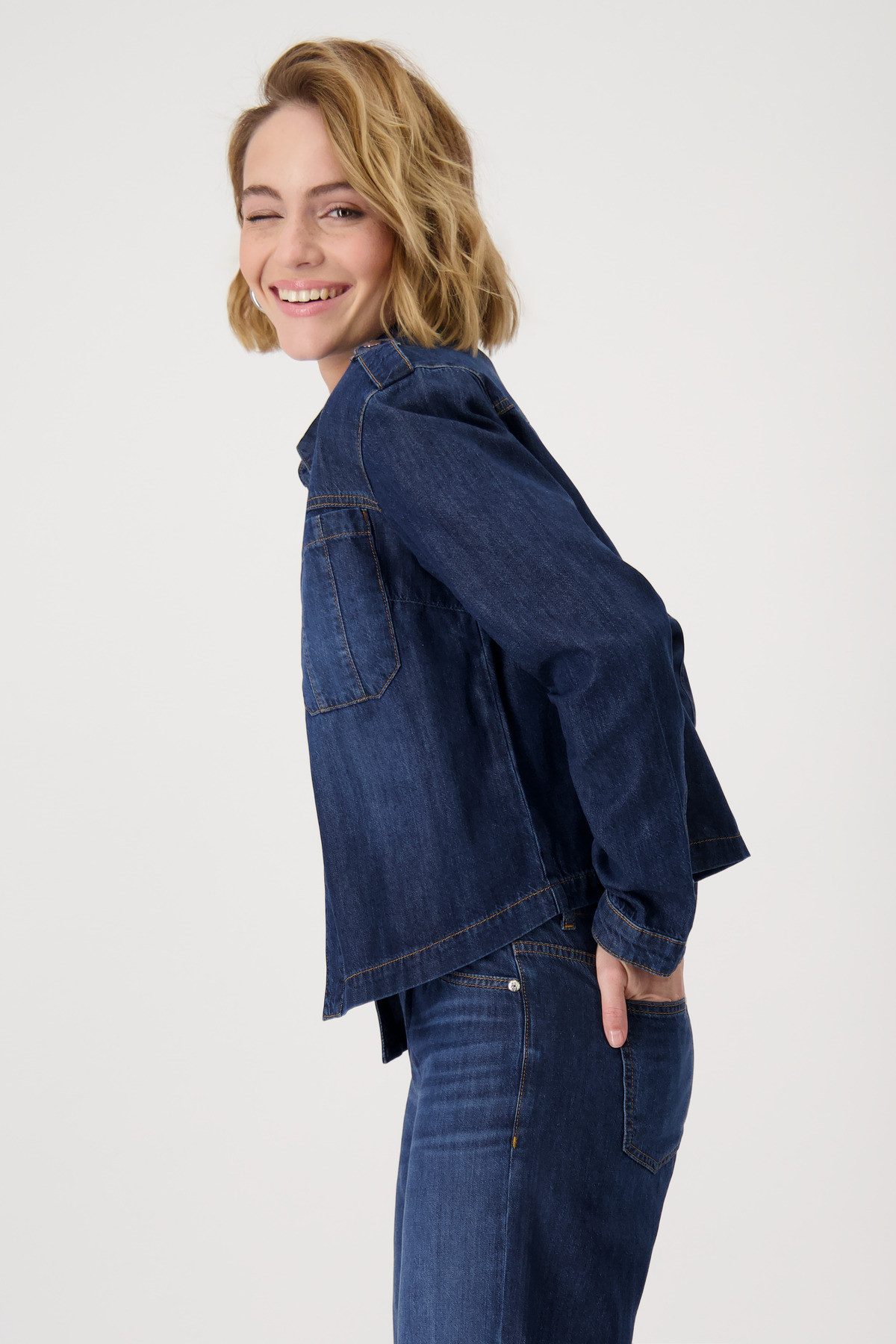 Monari Jeansblazer met opgestikte zakken