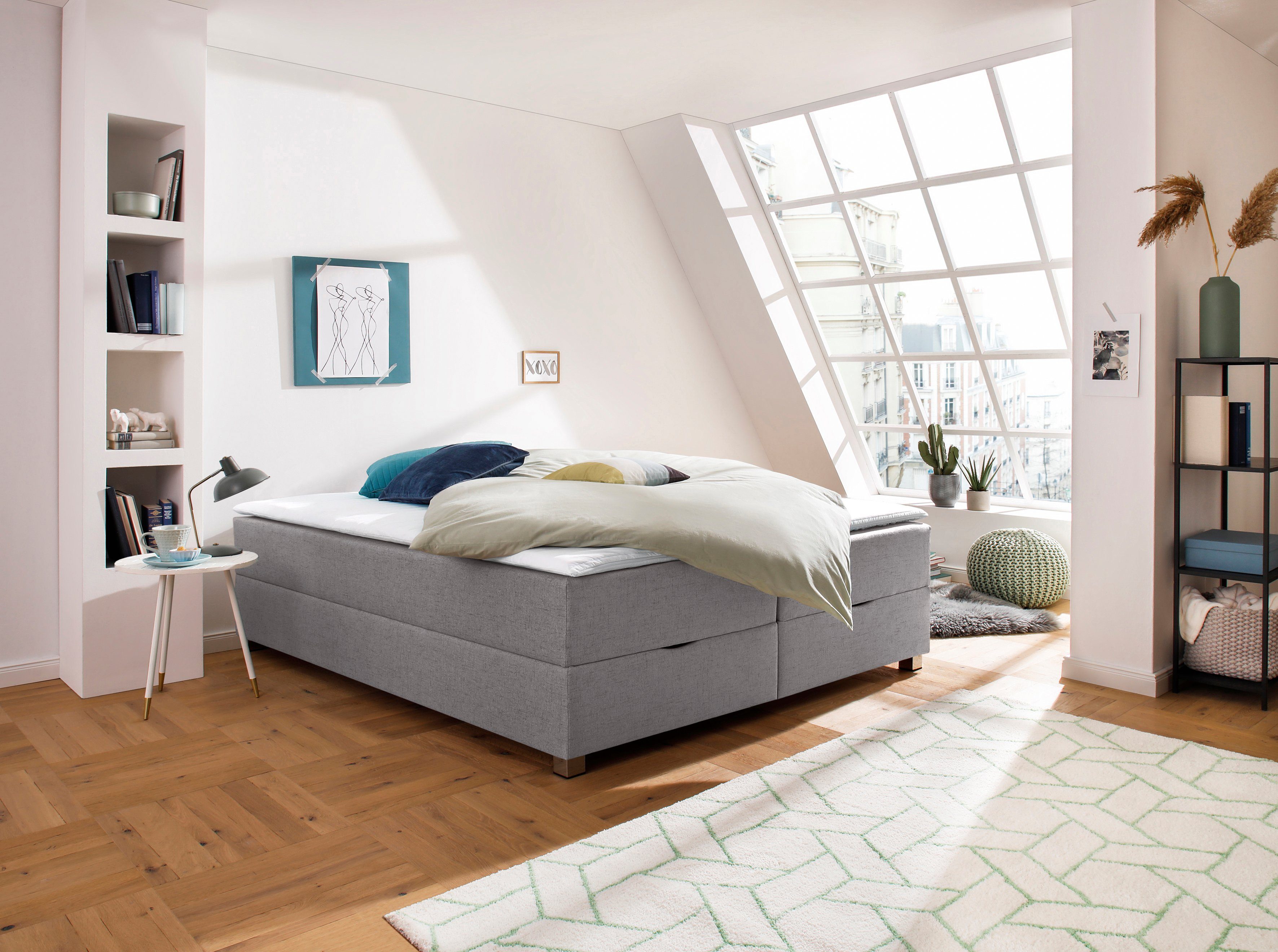 INOSIGN Boxspring Alexis zonder hoofdbord - ideaal voor ruimtes met schuine plafonds, in 4 breedten