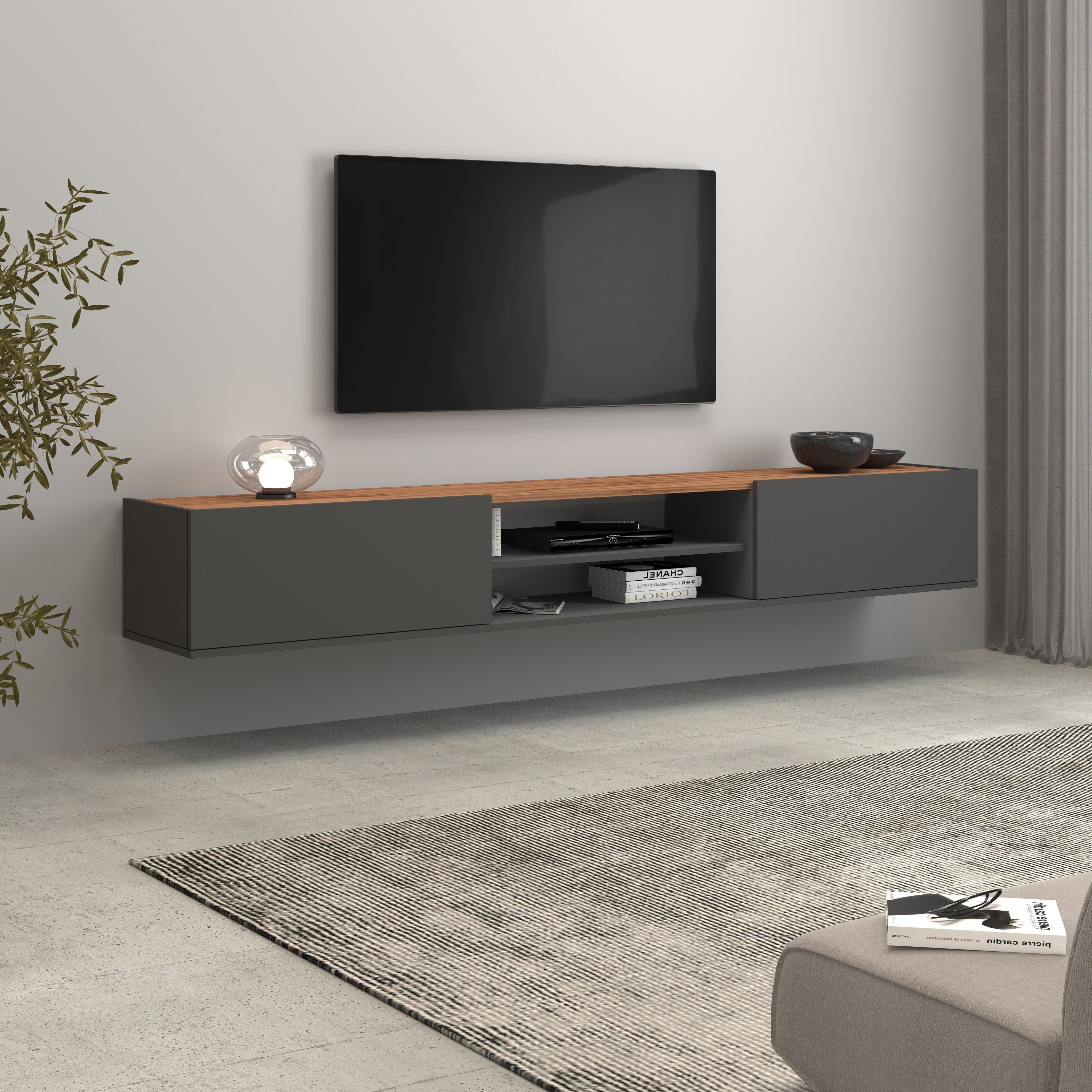 INOSIGN Tv-meubel Garda staand en hangend met 2 kleppen, 1 legplank, breedte 210 cm