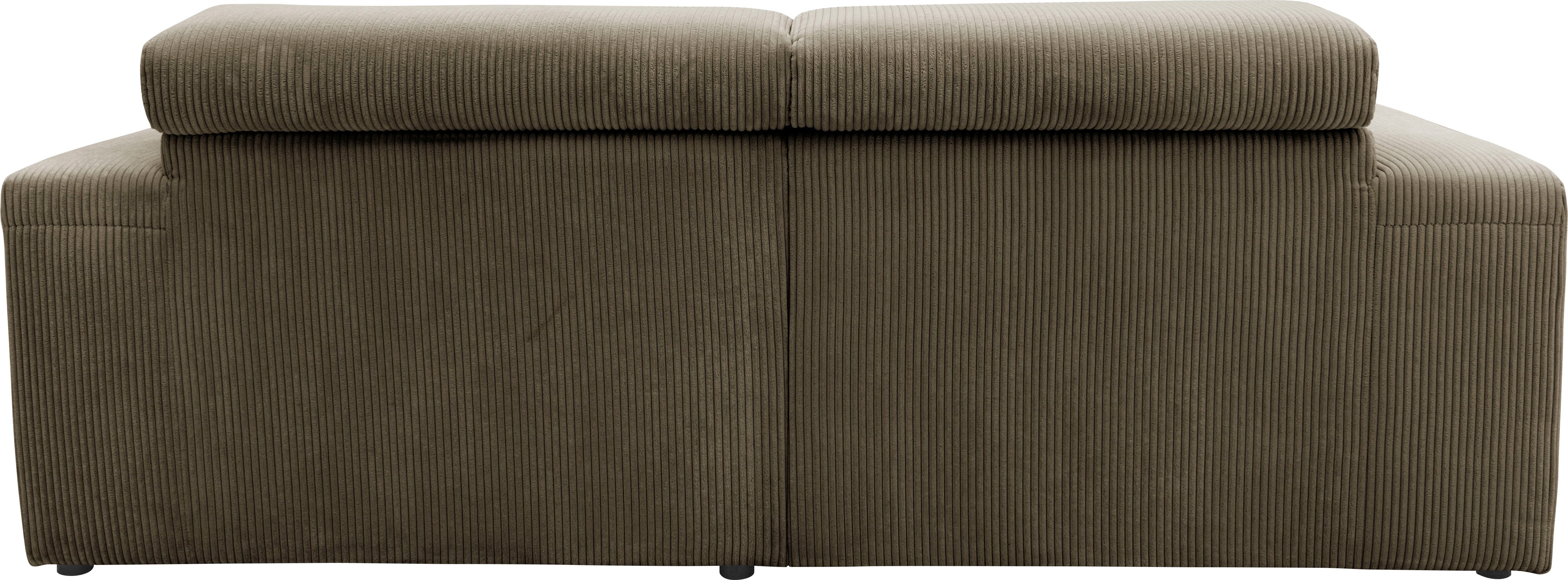 DOMO collection Hoekbank Brandon kleine versie BxDxH: 214x100x80 cm Met verstelbare hoofdsteun, ook in leer en cord, L-model