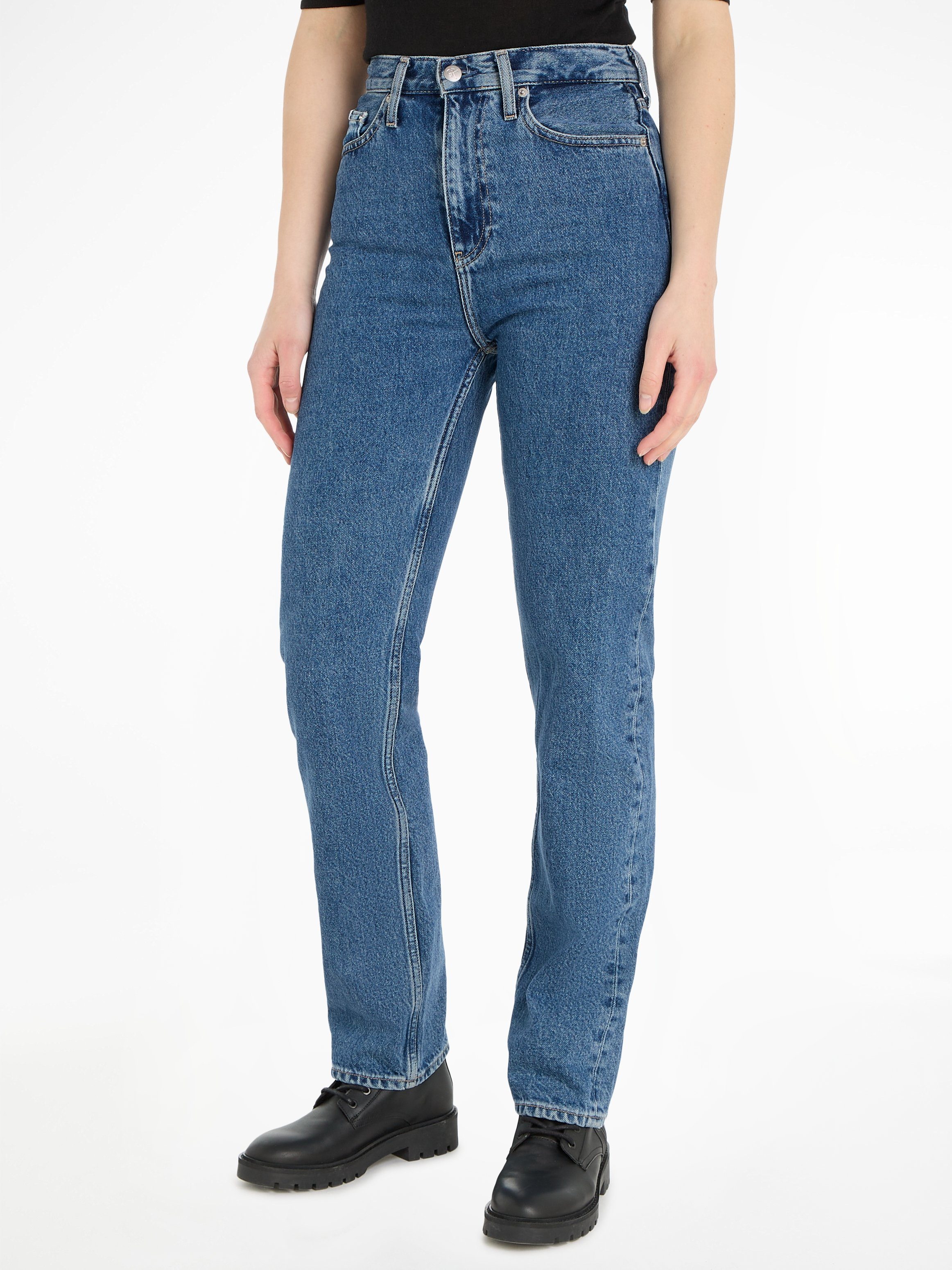 NU 20% KORTING: Calvin Klein Straight jeans HIGH RISE STRAIGHT in 5-pocketsstijl