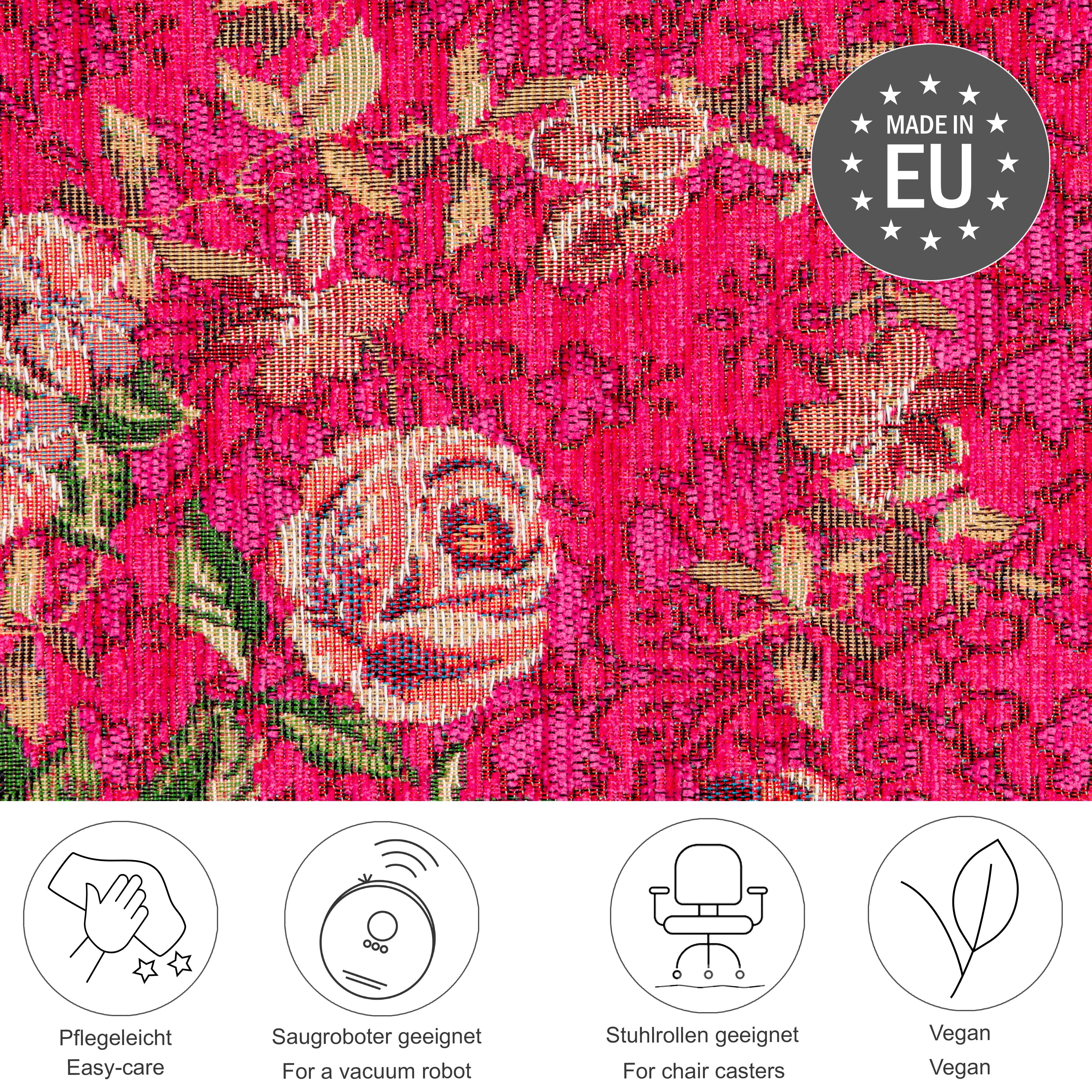 THEKO Vloerkleed Flomi Floral geweven, bloemendessin, ideaal in de woonkamer & slaapkamer