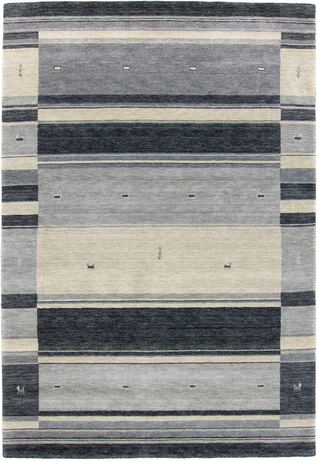 morgenland Wollen kleed Gabbeh-kleed Dubai wollen vloerkleden maat 250 cm x 350 cm x 18 mm grijs