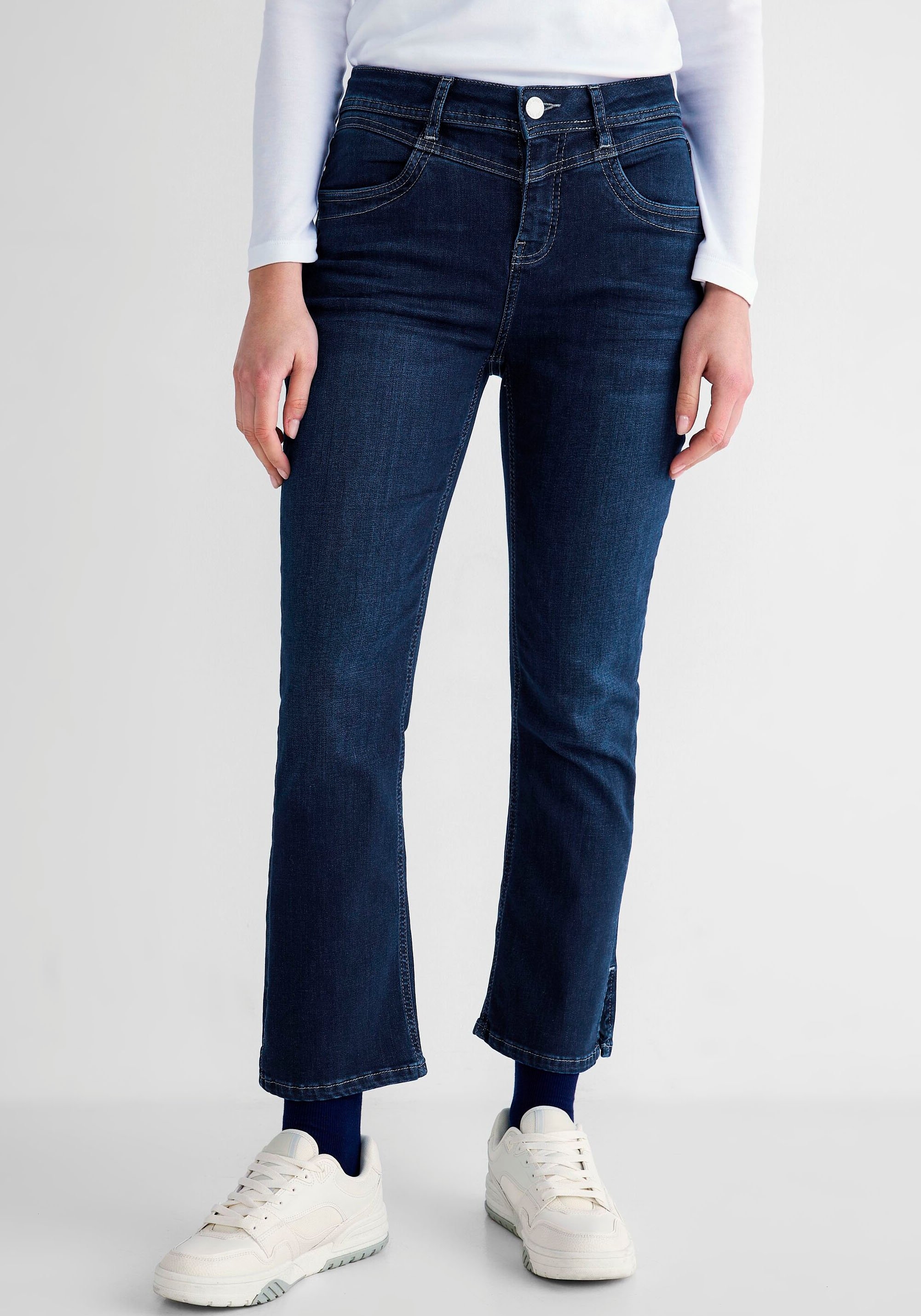 Mentor zin voordeel STREET ONE High-waist jeans met uitlopende pijpen snel online gekocht | OTTO