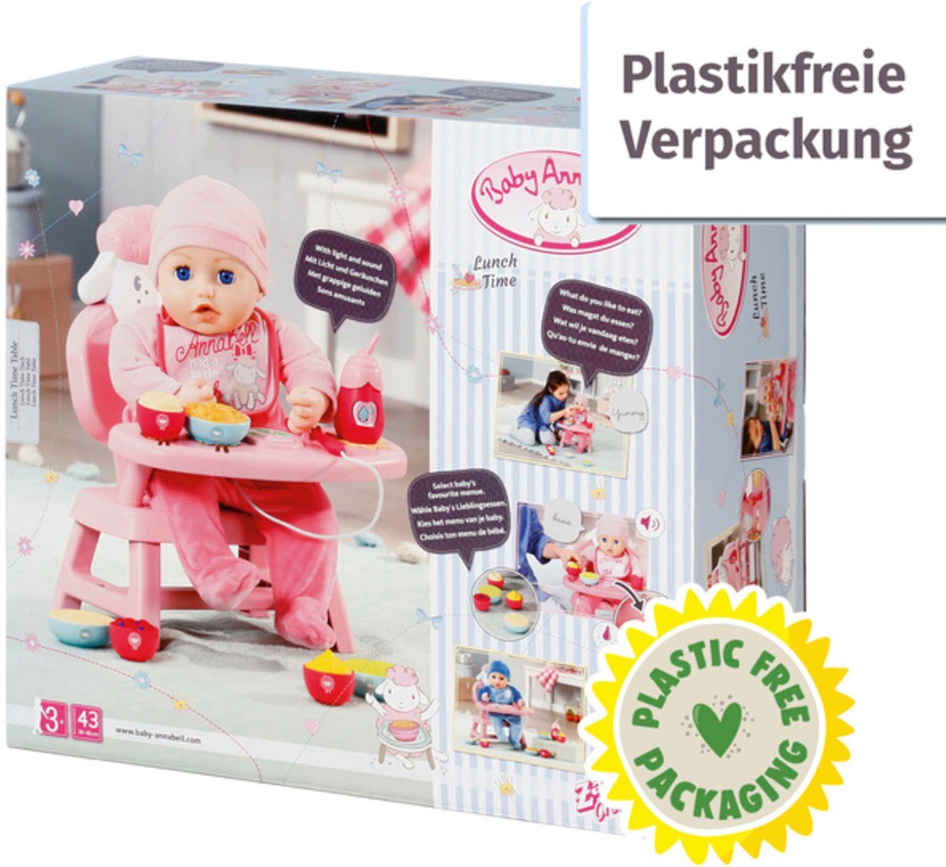 Baby Annabell Poppenkinderstoel Lunch Time tafel met licht- en geluidseffecten