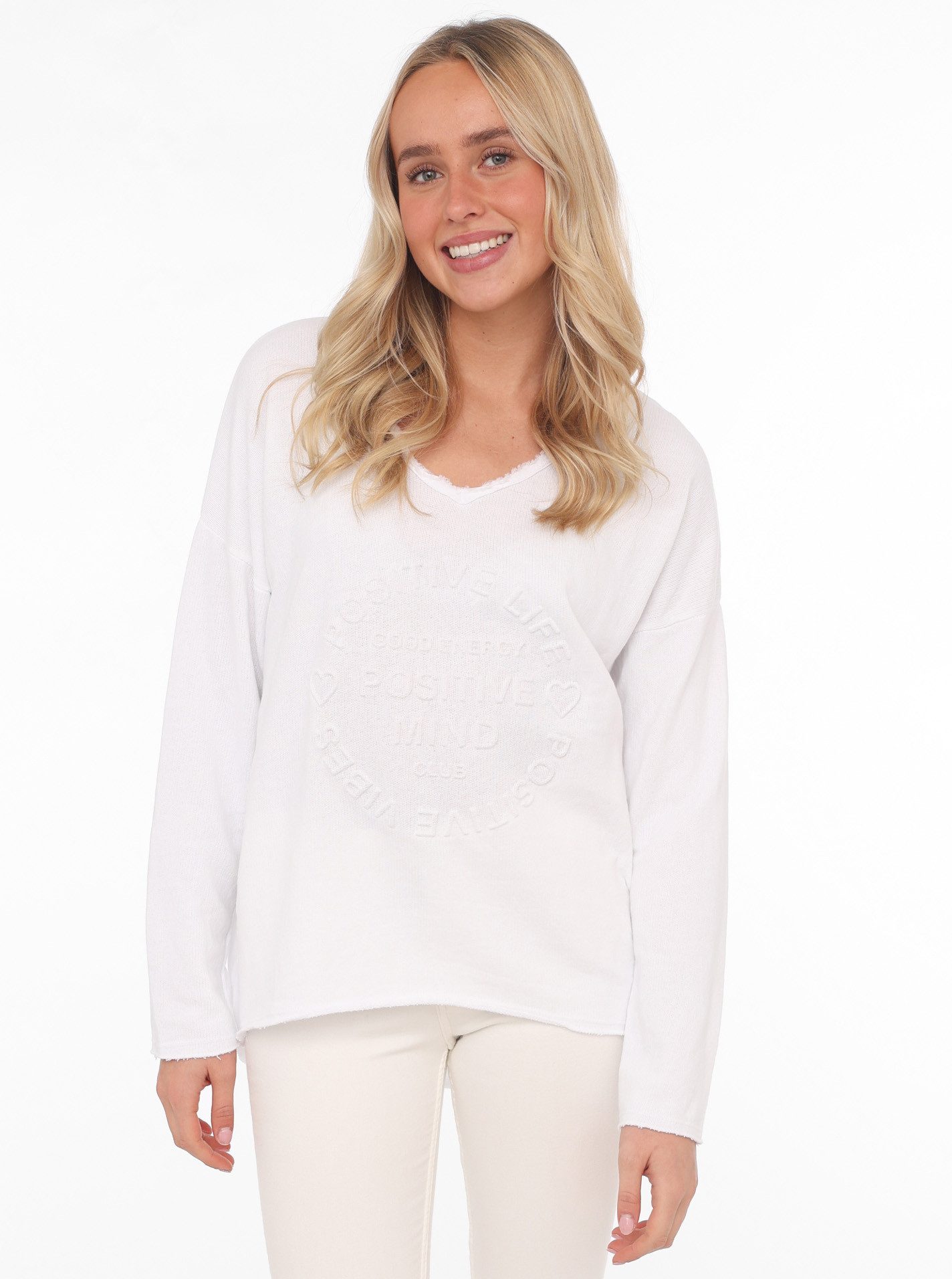 Zwillingsherz Sweatshirt "Positive Mind" dames sweaters maat LXL (L/XL) wit