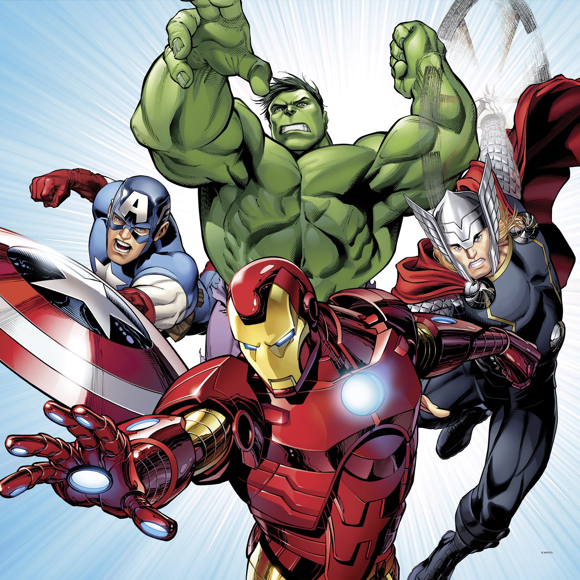 Komar Artprint op linnen Marvel Avengers Teampower 60 x 90 cm (breedte x hoogte) - kinderkamer, decoratie (1 stuk)