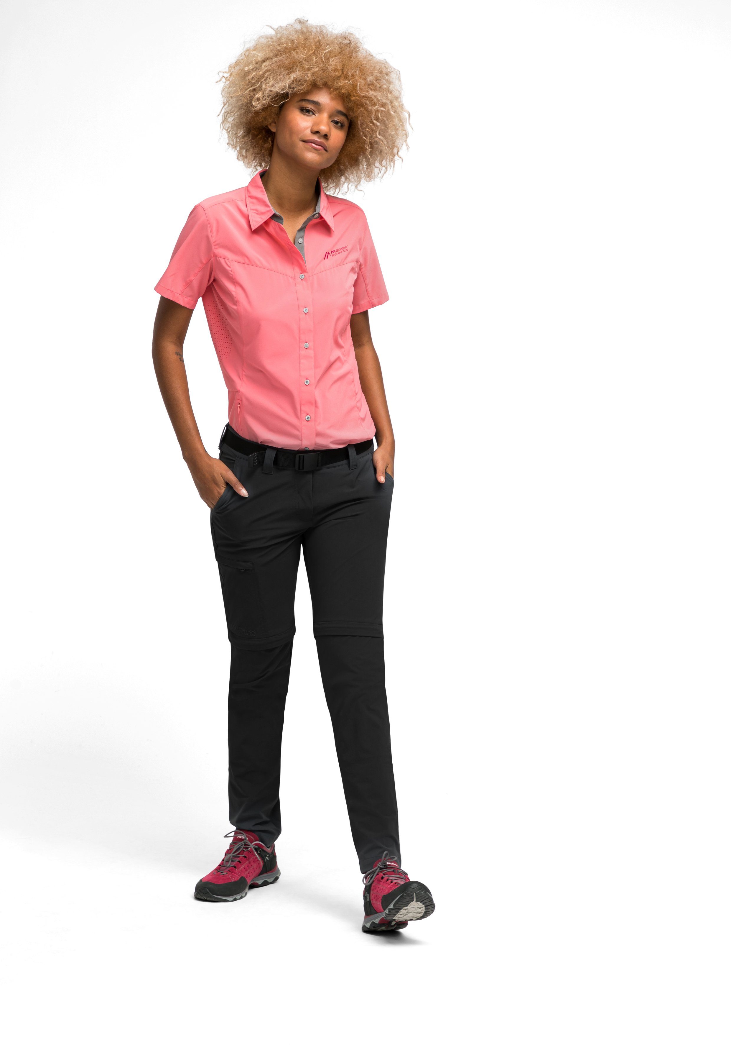 Maier Sports Functionele broek Inara slim zip Dames wandelbroek, zipp-off outdoorbroek, 4 zakken, slim fit