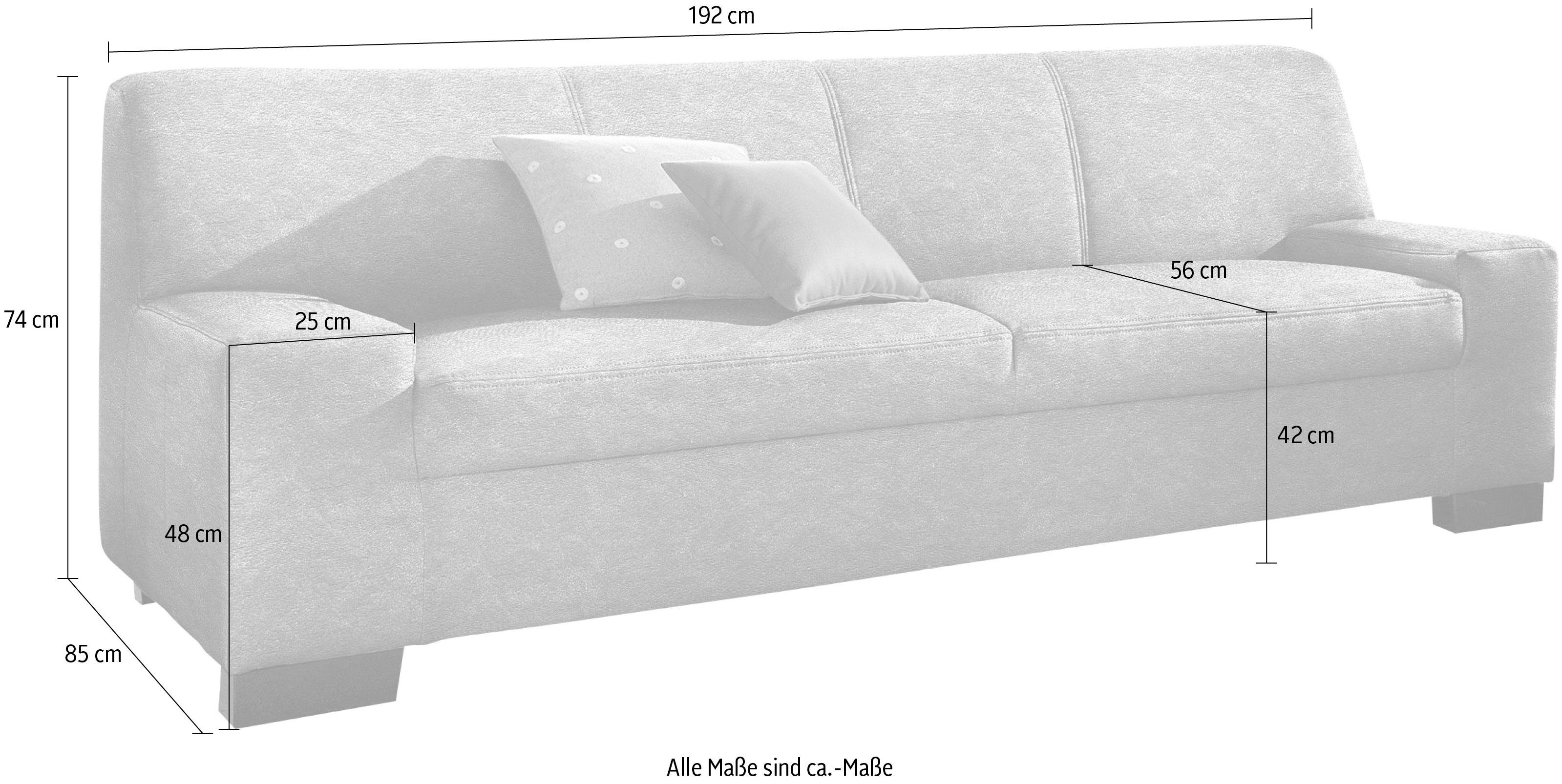 DOMO collection 2-zitsbank Norma, tijdloos, kubisch en elegant, comfortabel, platte armleuningen