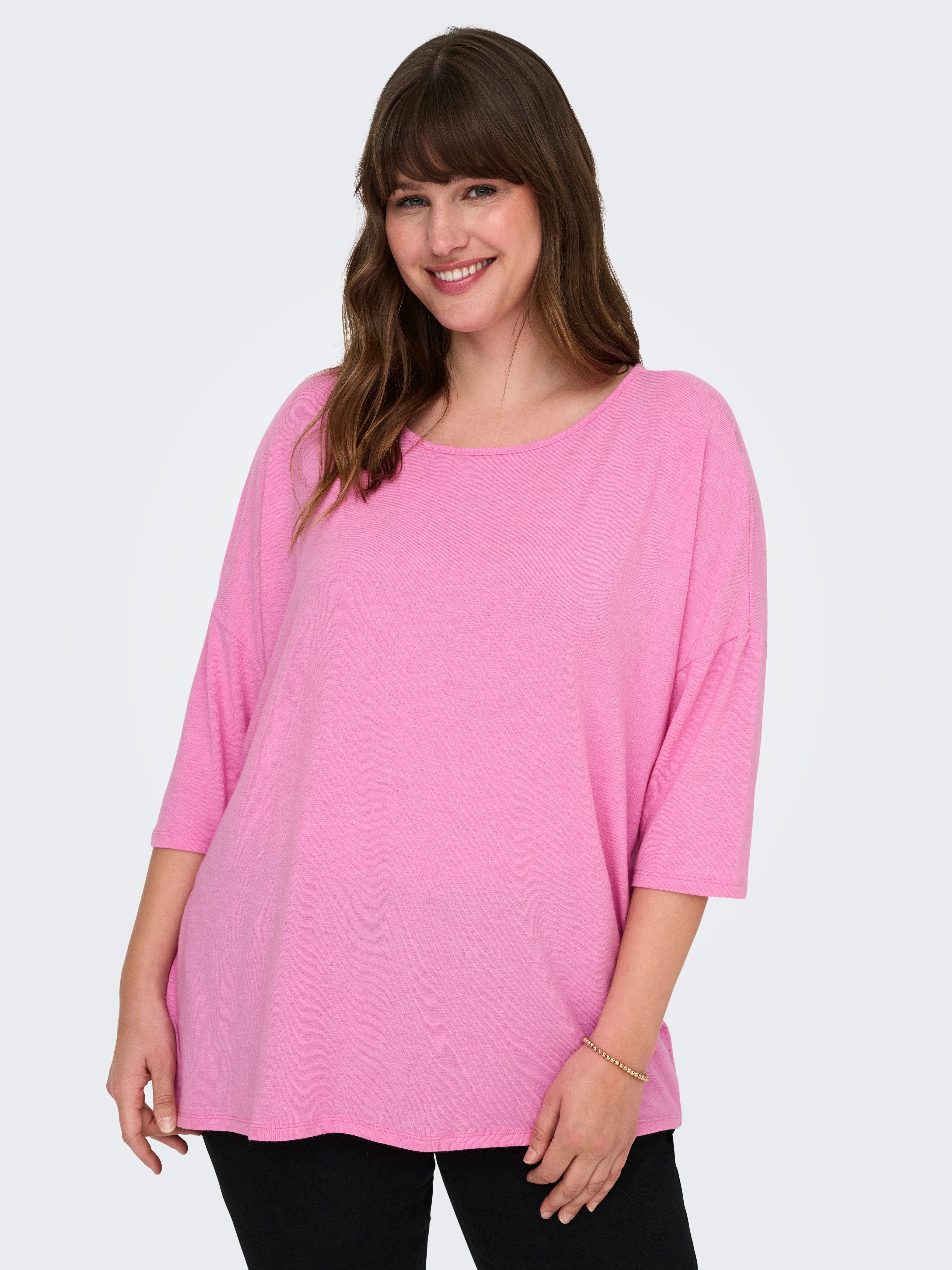 ONLY CARMAKOMA Shirt met 3/4-mouwen CARLAMOUR 3/4 TOP JRS NOOS