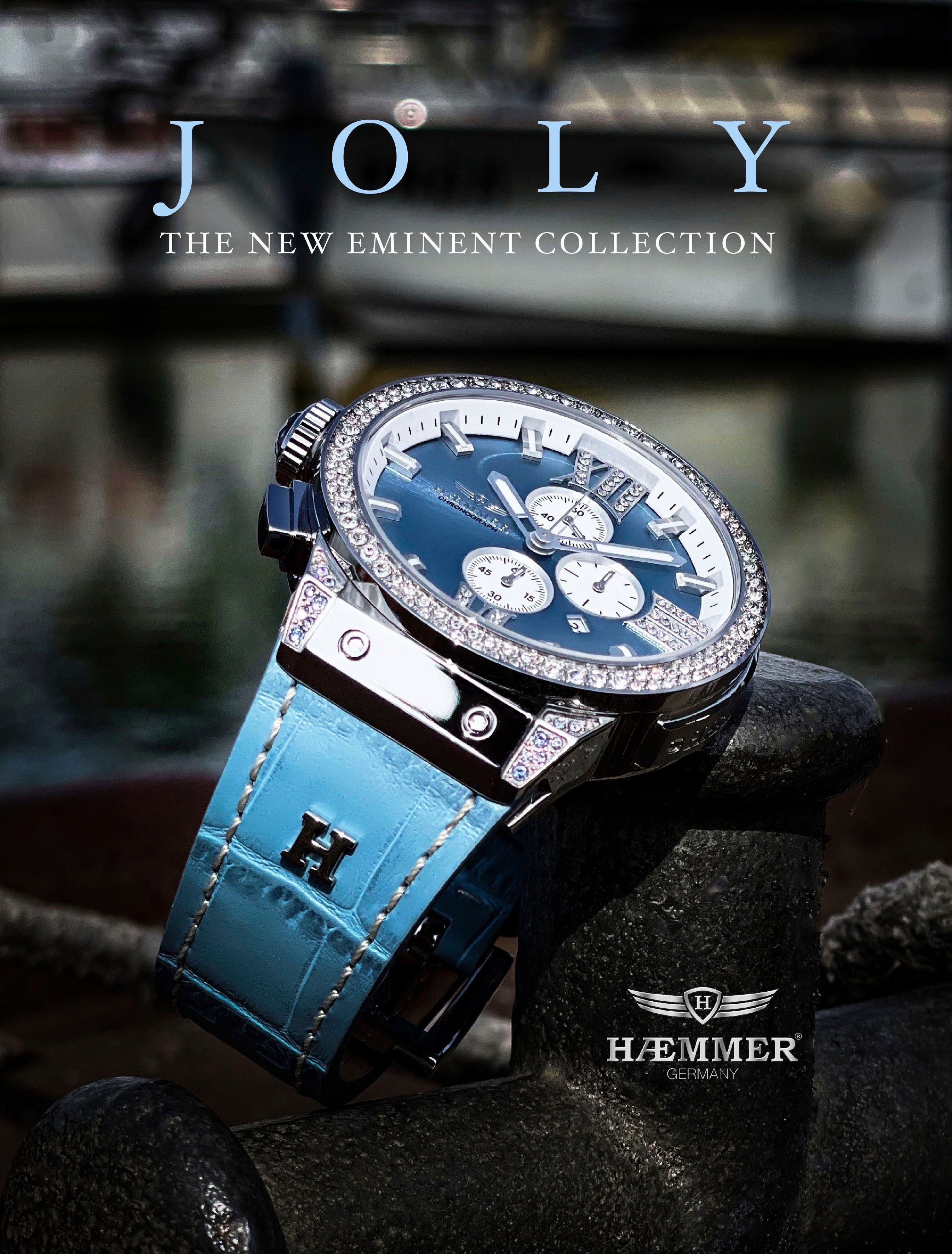 HAEMMER GERMANY Chronograaf EMINENT Quartzhorloge, dameshorloge, datum, stopwatchfunctie, saffierglas, leren band