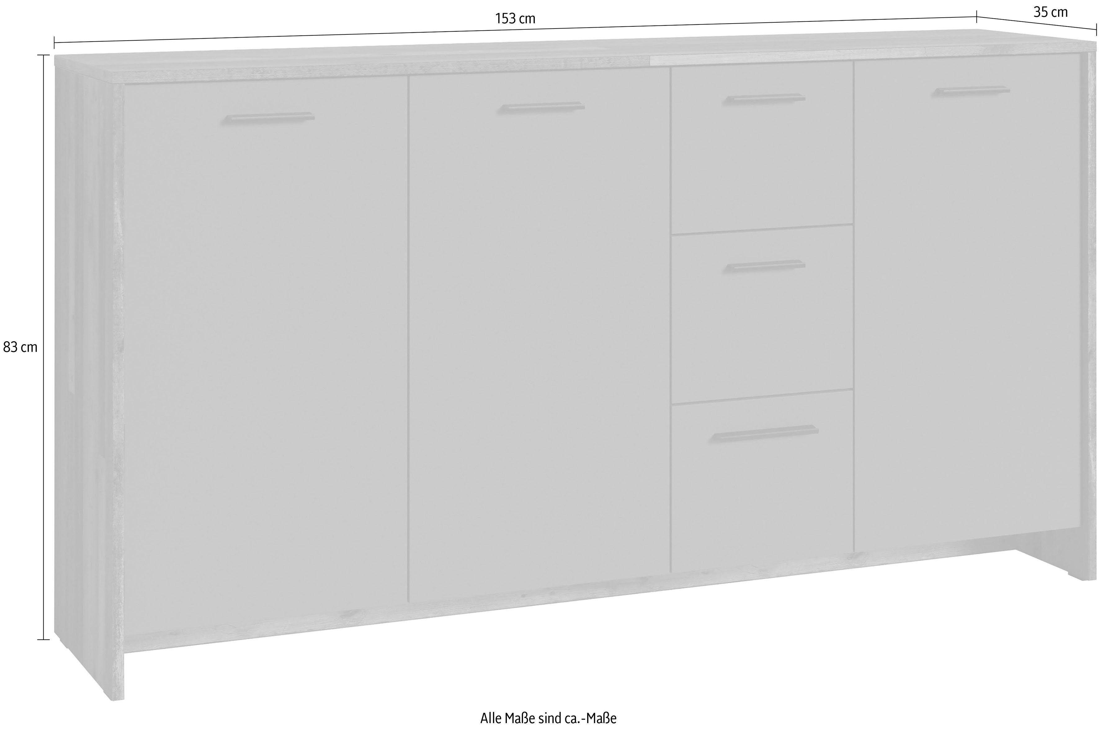 INOSIGN Kast Ben Breedte 153 cm, met 3 deuren en laden