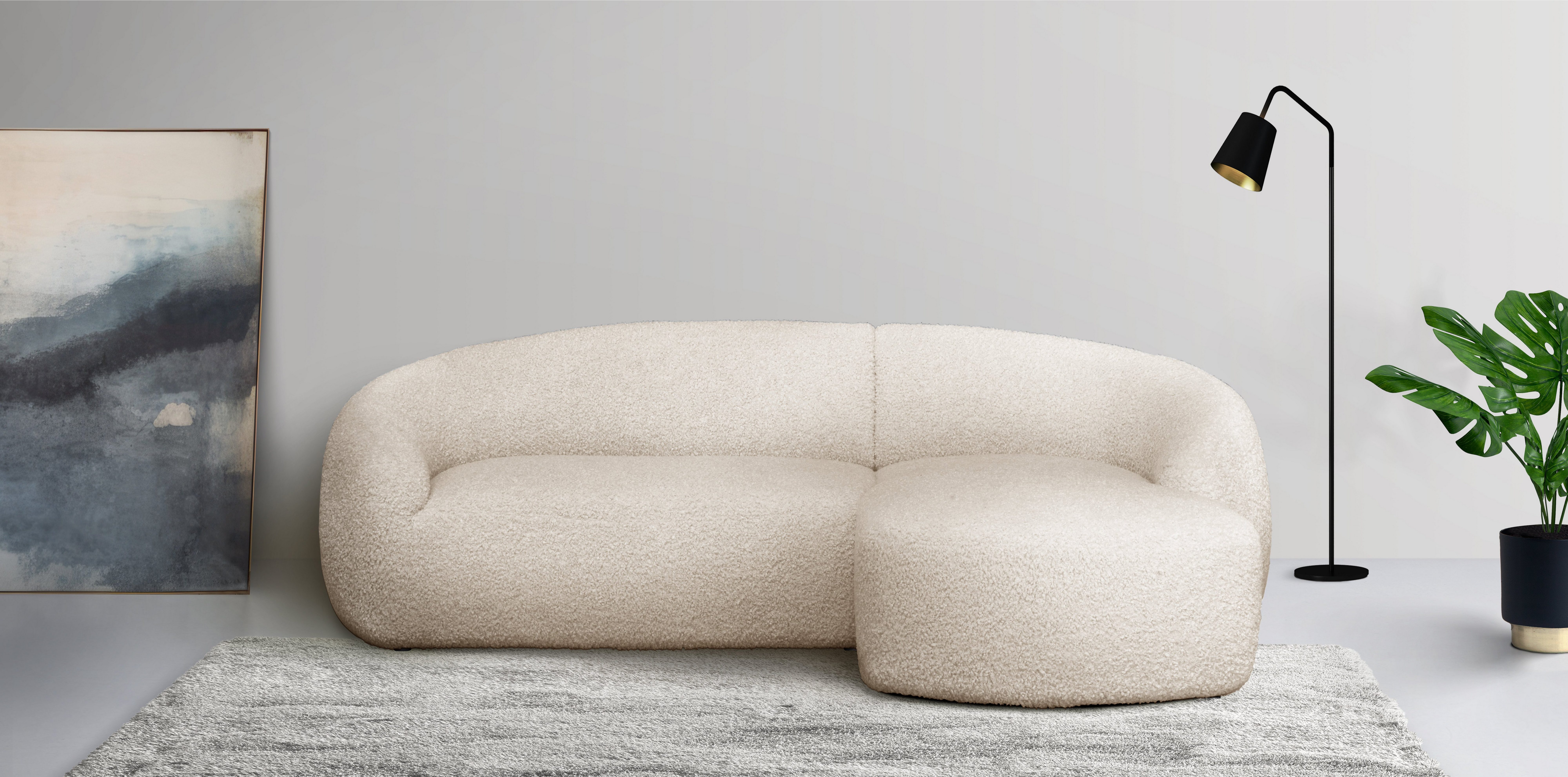 LeGer Home by Lena Gercke Hoekbank YANI, L-vorm, designbank, organische vorm, afmetingen B/D/H: 255/170/81 cm