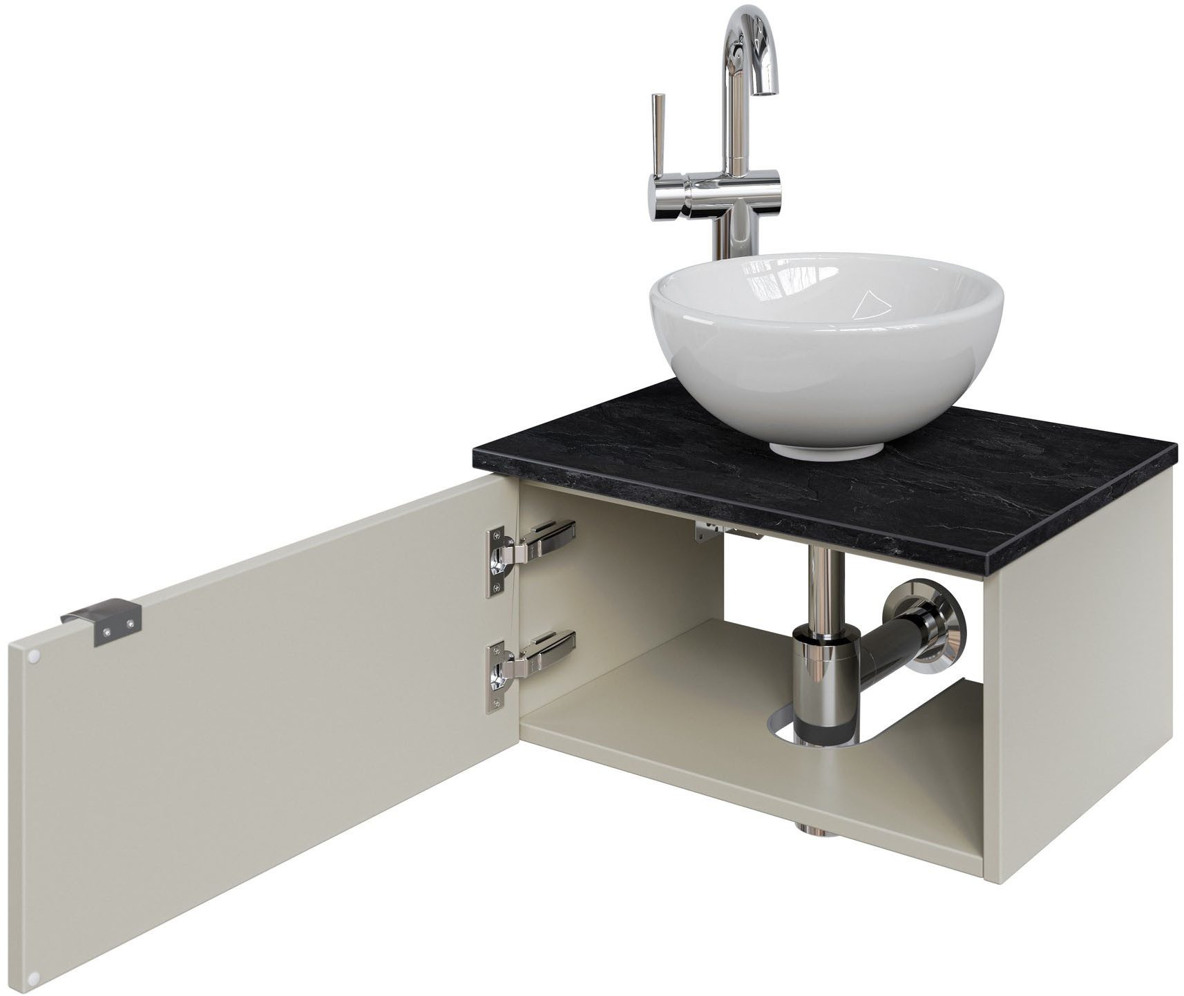Saphir Wastafelonderkast Serie 6915 wastafel met onderkast voor gastenbadkamer, tweede toilet (3-delig)