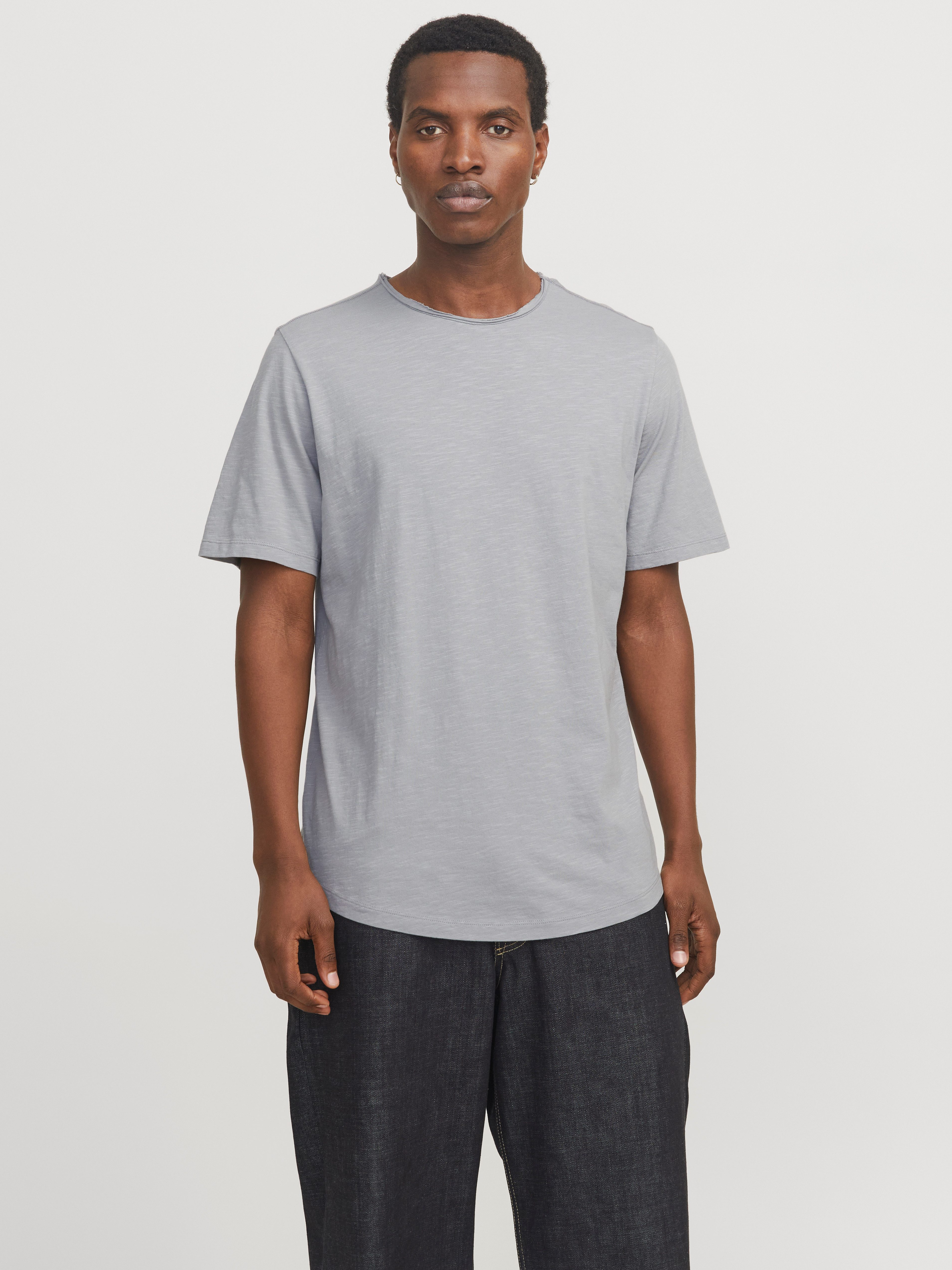 Jack & Jones Shirt met ronde hals JJEBASHER TEE O-NECK SS NOOS heren ronde hals maat XS grijs