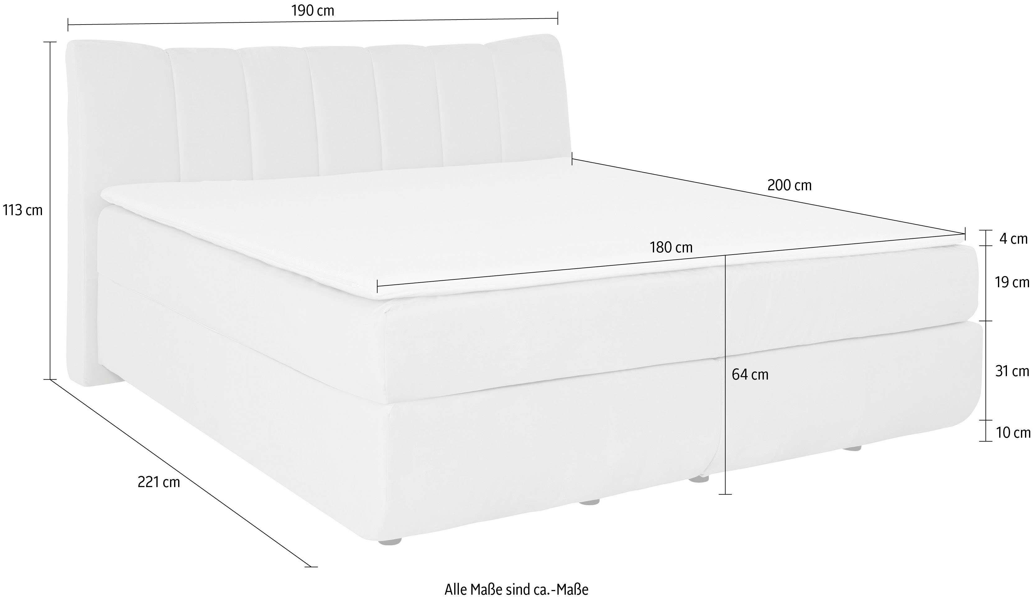 Leonique Boxspring Océane Los van de vloer- werkt vrijzwevend, verschillende hardheden (ook H4)