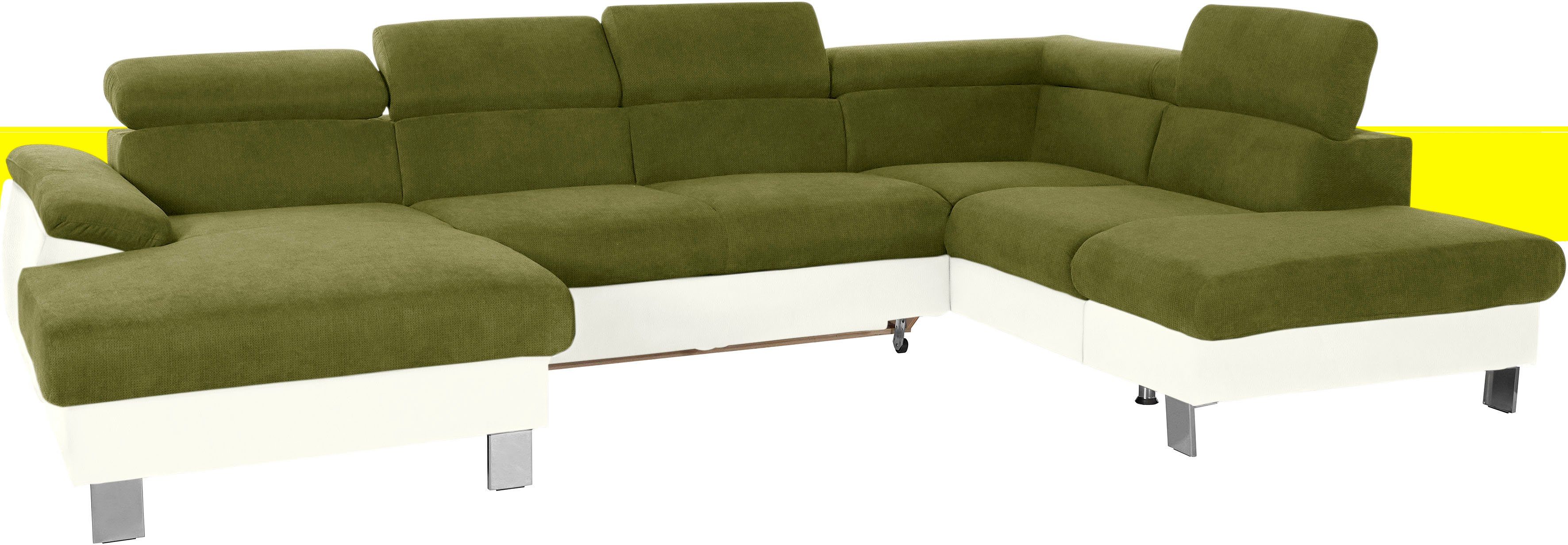 COTTA Zithoek Komaris U-Form, B: 320 cm keuze met bedfunctie, bedlade & verlichting