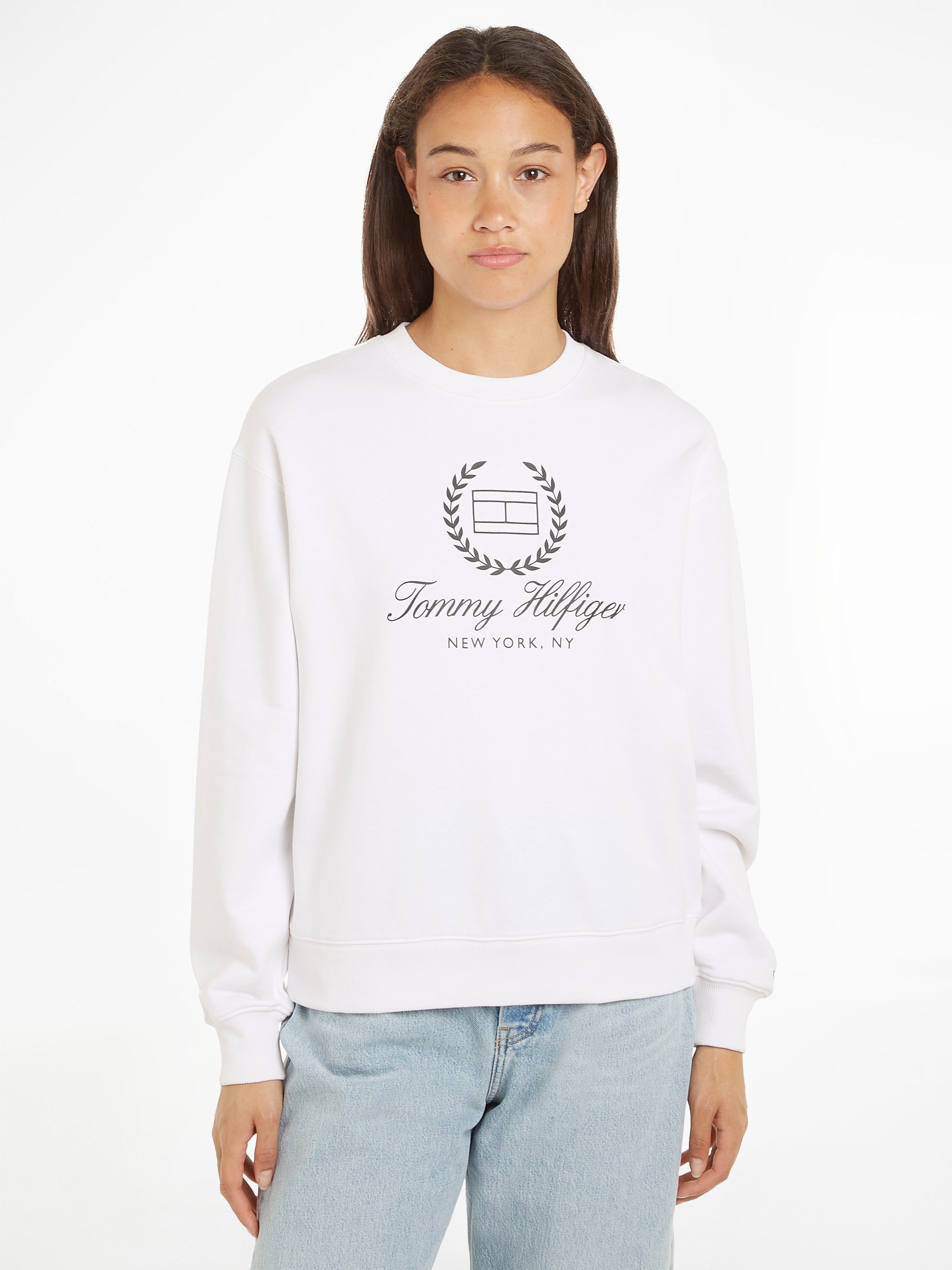 Tommy Hilfiger Sweatshirt met logoprint op borsthoogte
