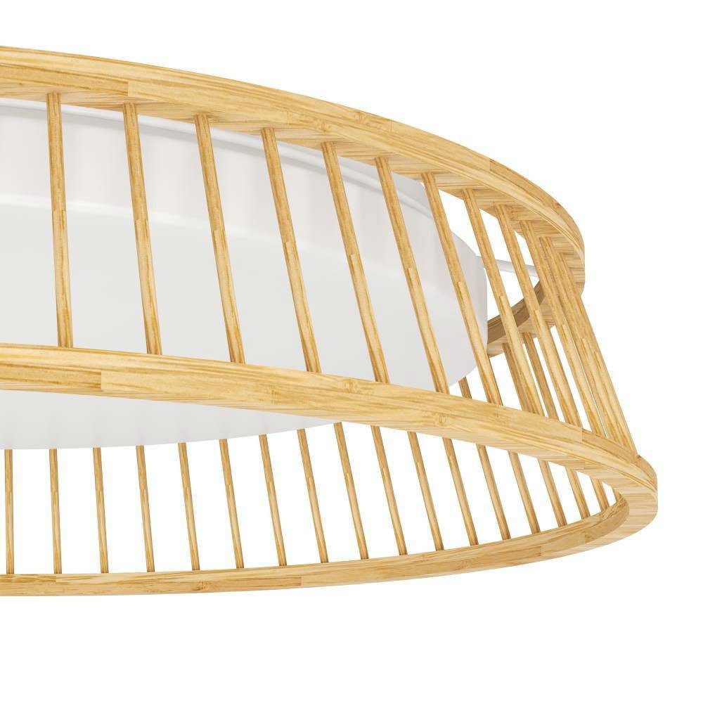 EGLO Plafondlamp LUPPINERIA Plafondlamp, kunststof in wit en bamboe in natuur, lamp, Ø 45 cm (1 stuk)