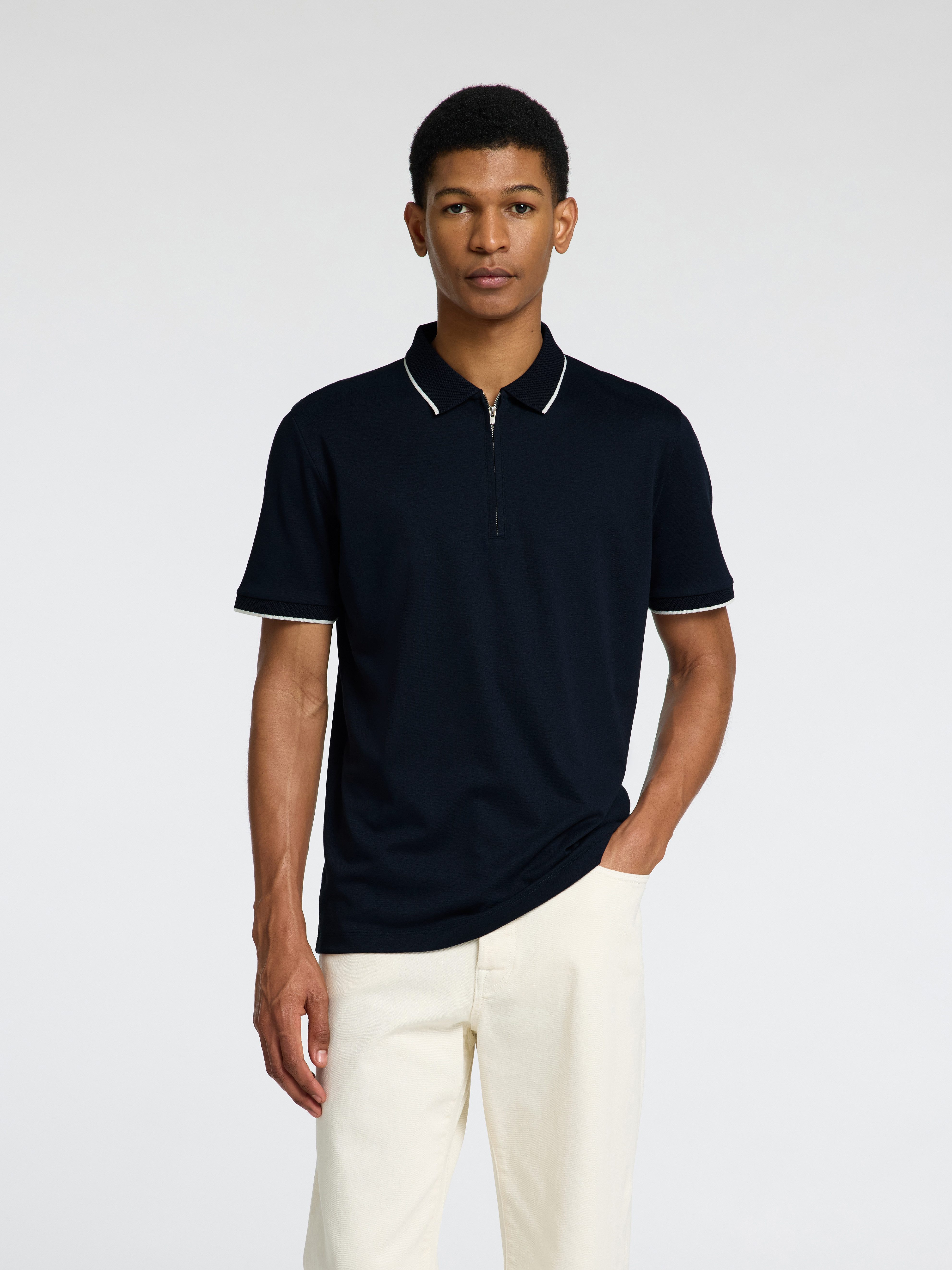 SELECTED HOMME Poloshirt SLHFAVE SPORT ZIP SS POLO NOOS heren poloshirts maat XL blauw