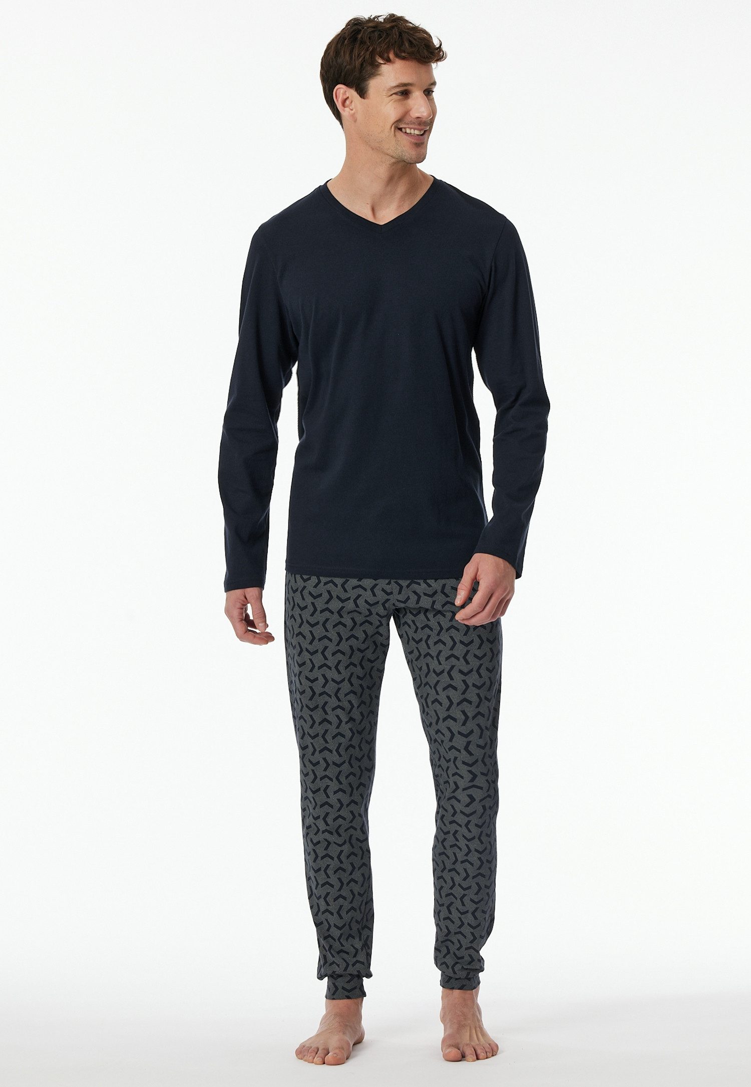 Schiesser Pyjama "Casual Essentials" met comfortabele boord (2-delig)