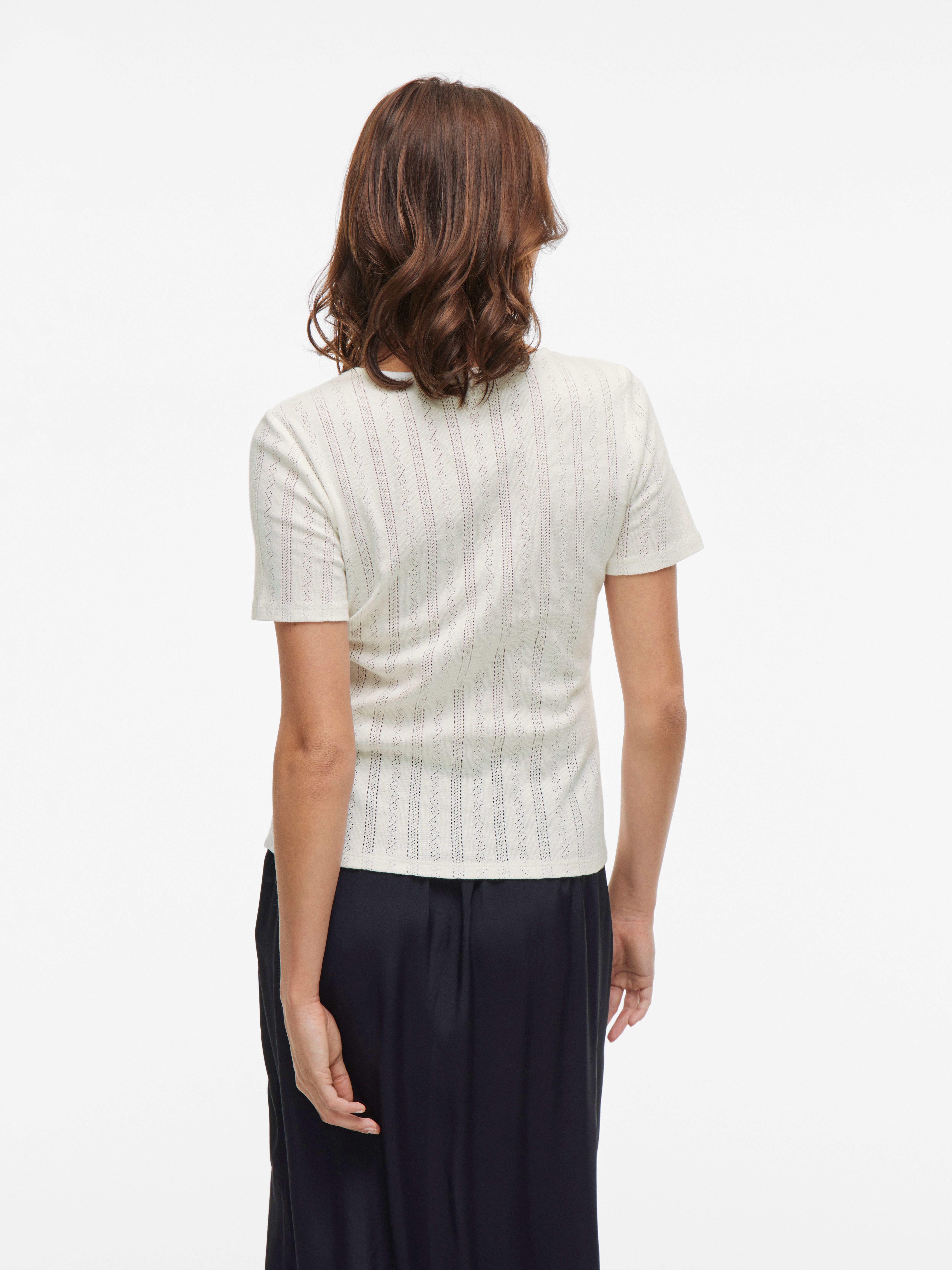 Vila Shirt met korte mouwen VIKASSIE S/S POINTELLE TOP - NOOS