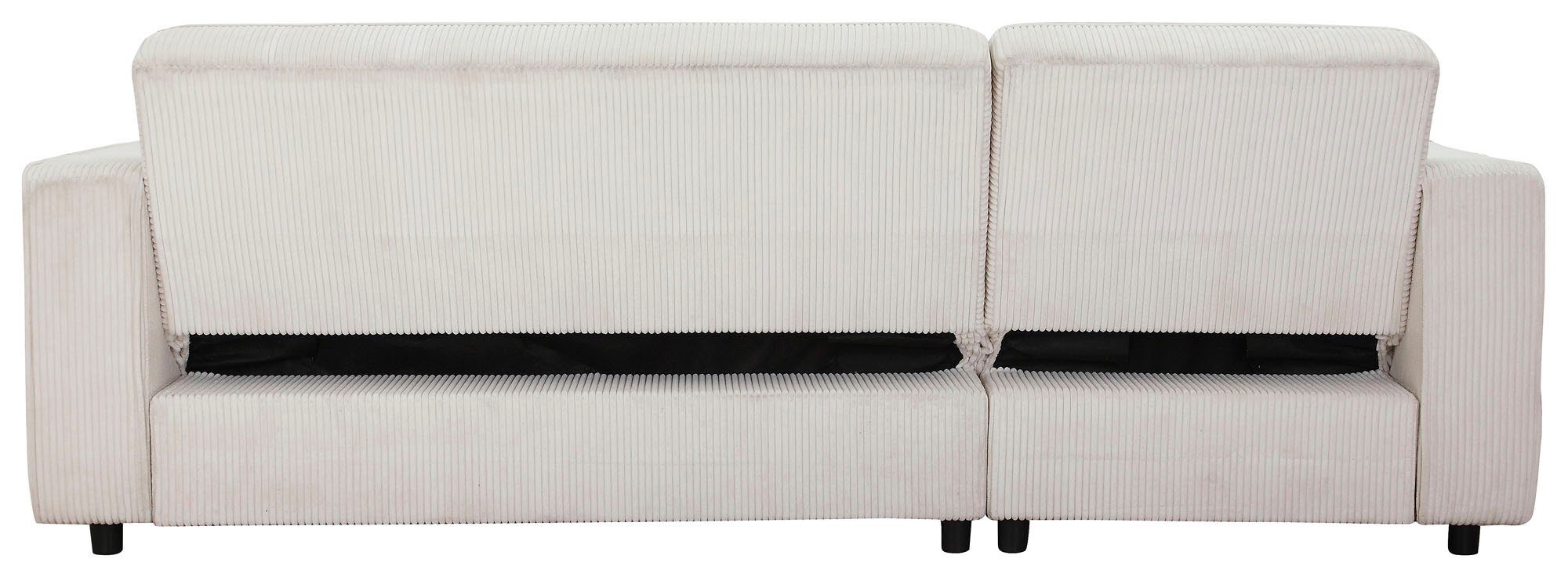 Dorel Home Hoekbank Allie slaapbank 230 cm met relaxfunctie in de rugleuning Slaapbank functie (108/194,5 cm), trendy ribfluweel of onderhoudsvriendelijk velours