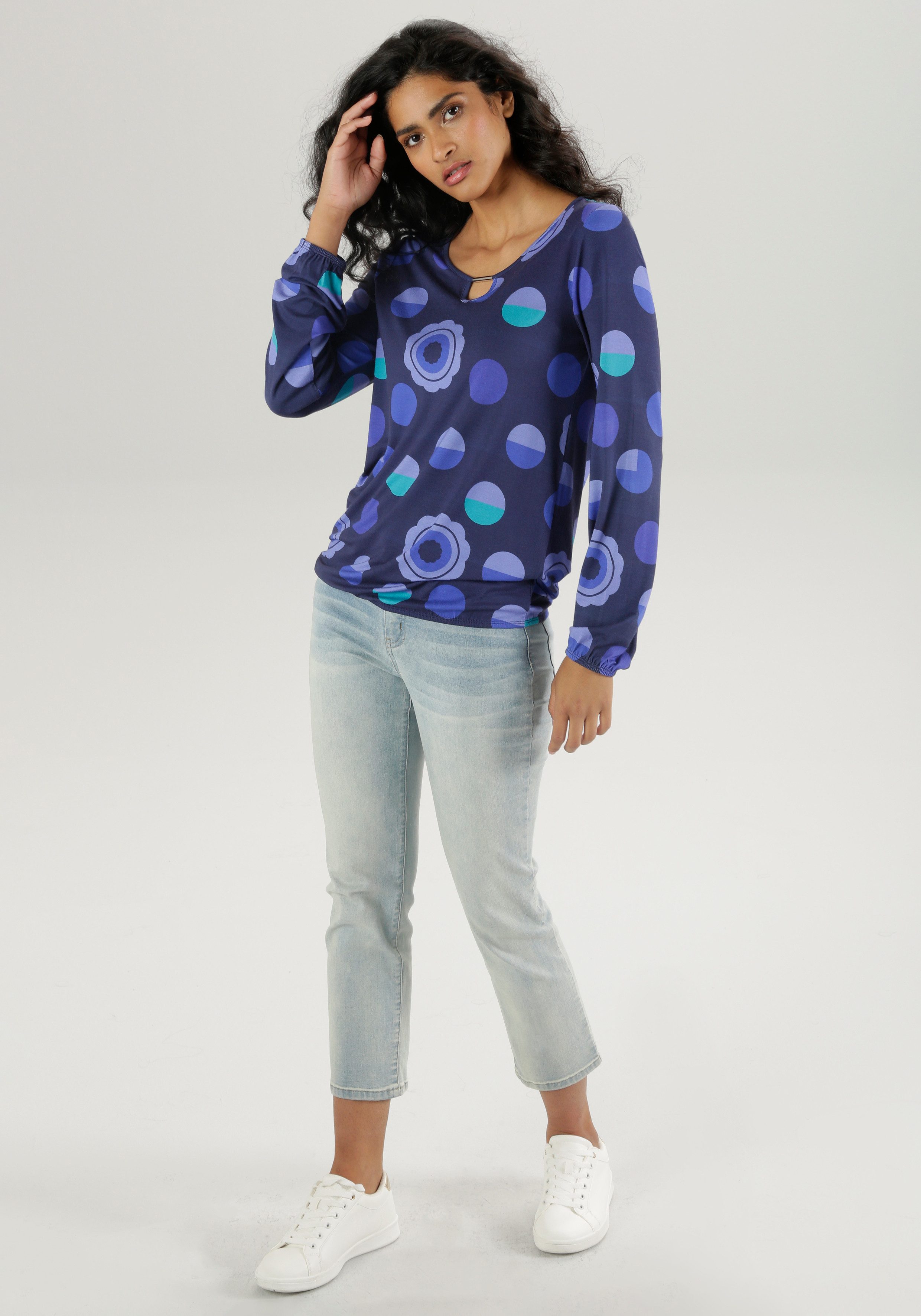 Aniston SELECTED Shirt met lange mouwen met verbergende elastieken